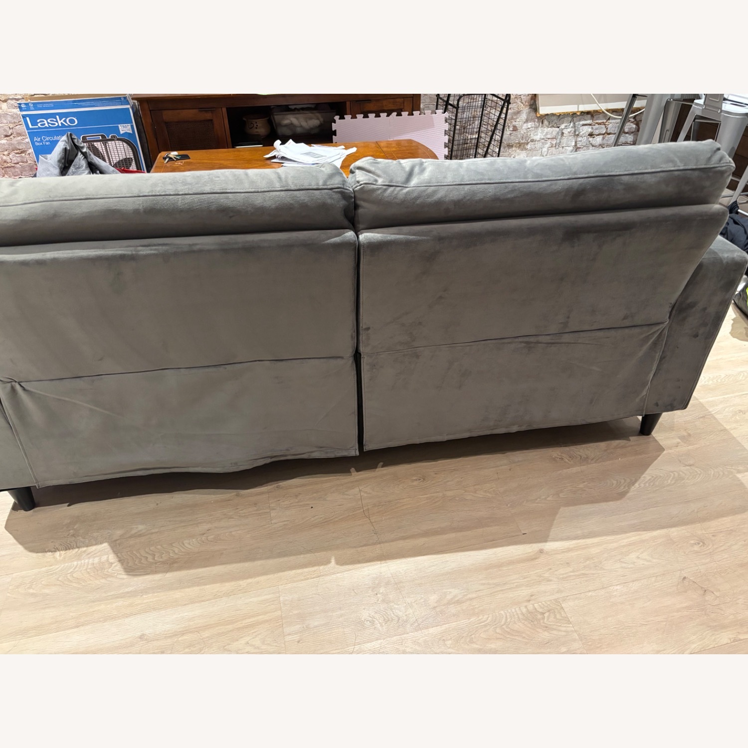 Gray Velvet Sofa - image-4