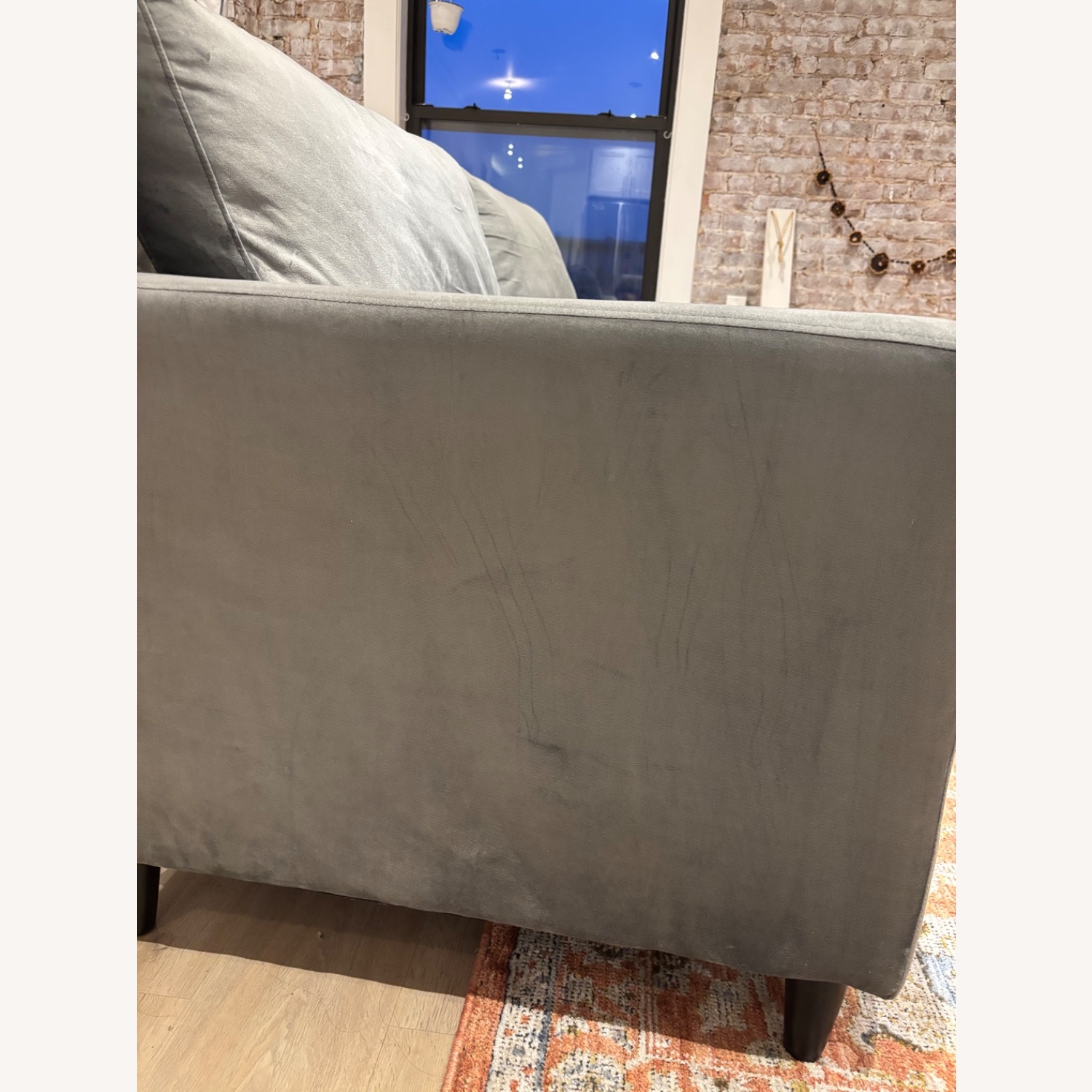 Gray Velvet Sofa - image-2