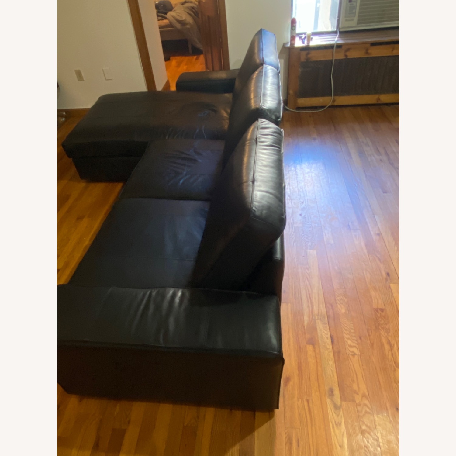IKEA Black Leather 2 Piece Sectional - image-4