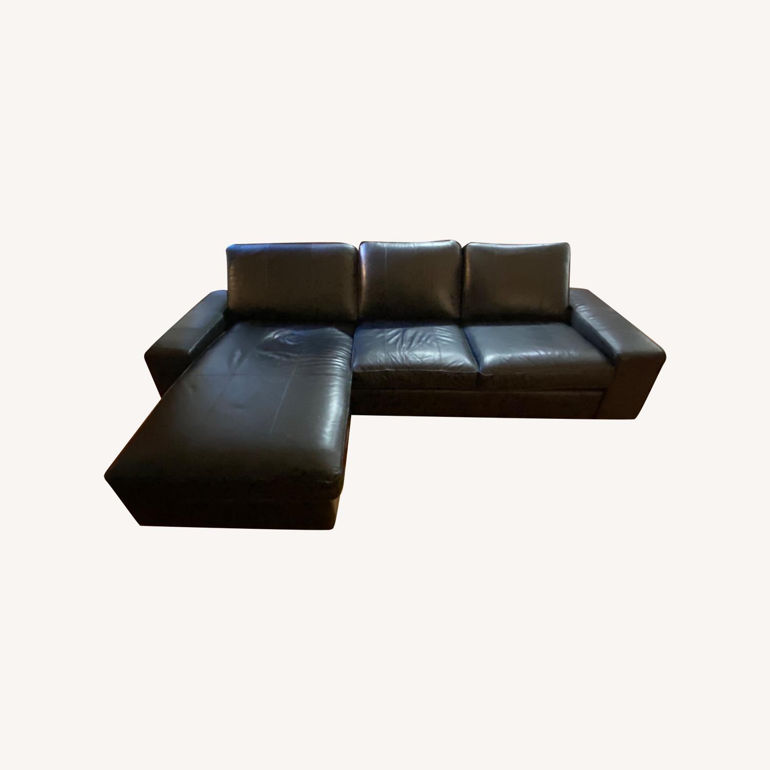IKEA Black Leather 2 Piece Sectional - image-0