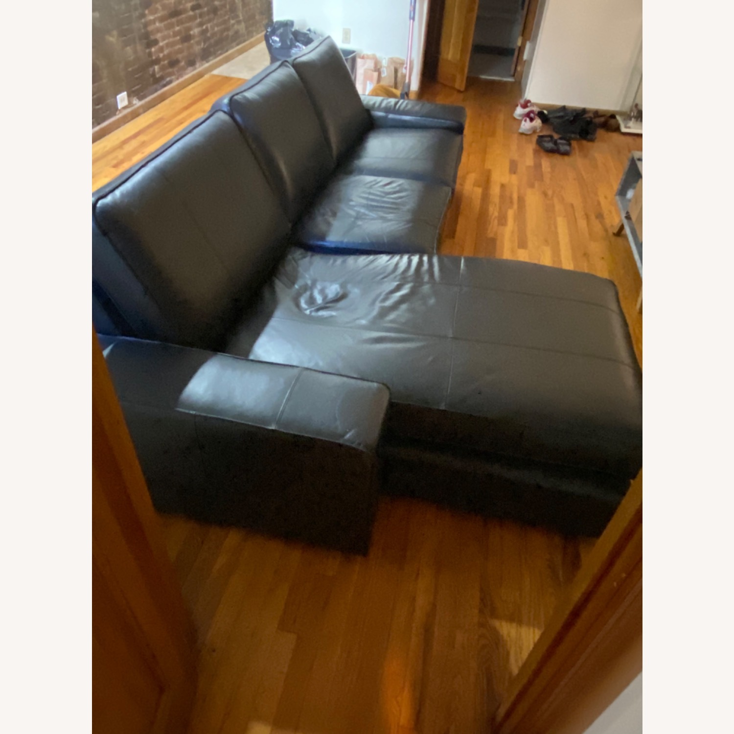 IKEA Black Leather 2 Piece Sectional - image-3