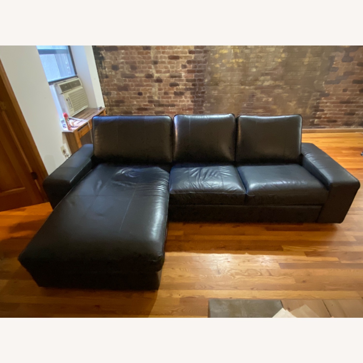 IKEA Black Leather 2 Piece Sectional - image-1