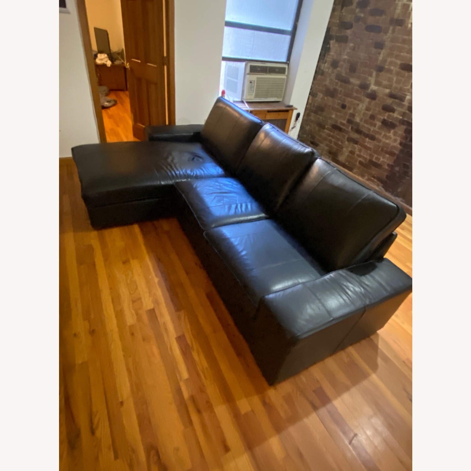 IKEA Black Leather 2 Piece Sectional - image-2