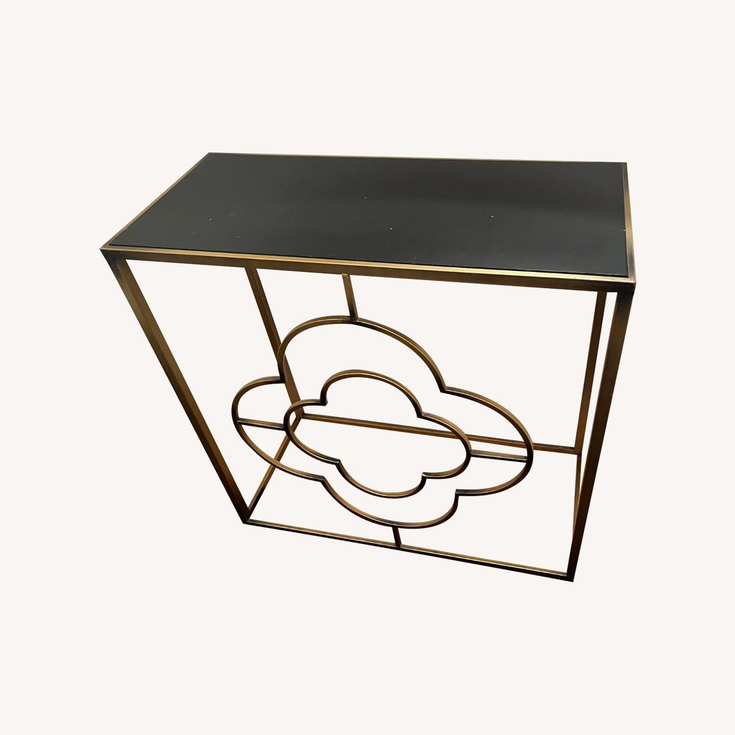 Brass with black top console table - image-0