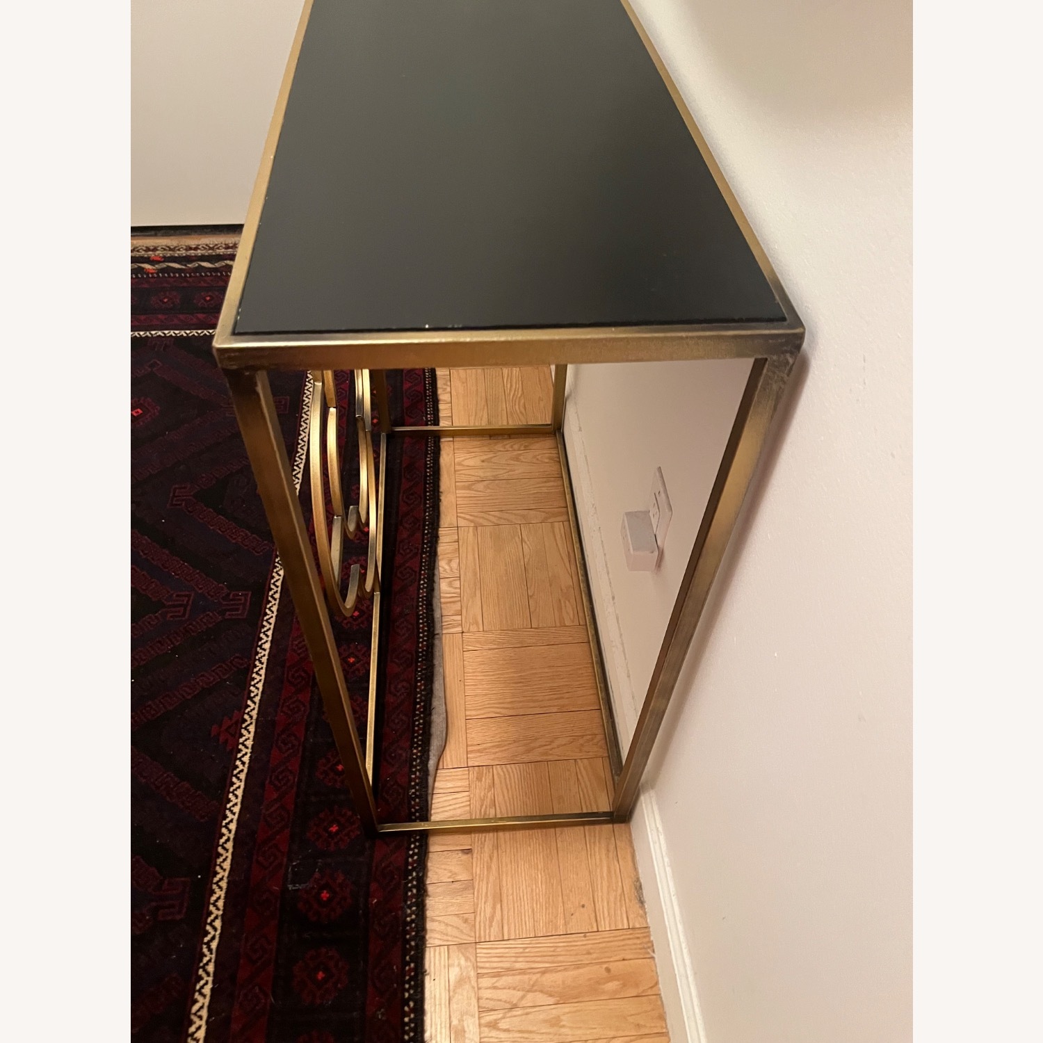 Brass with black top console table - image-4