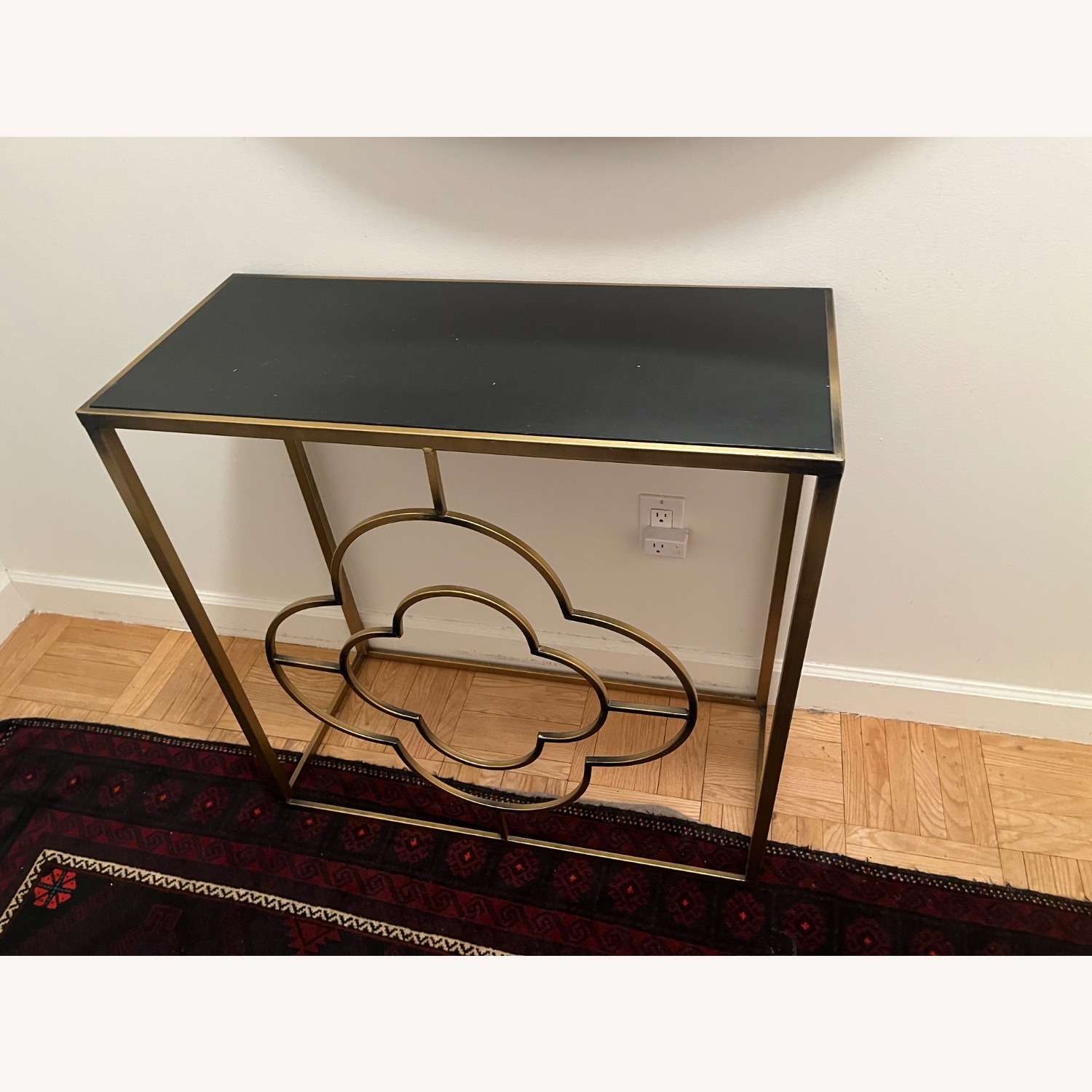 Brass with black top console table - image-1
