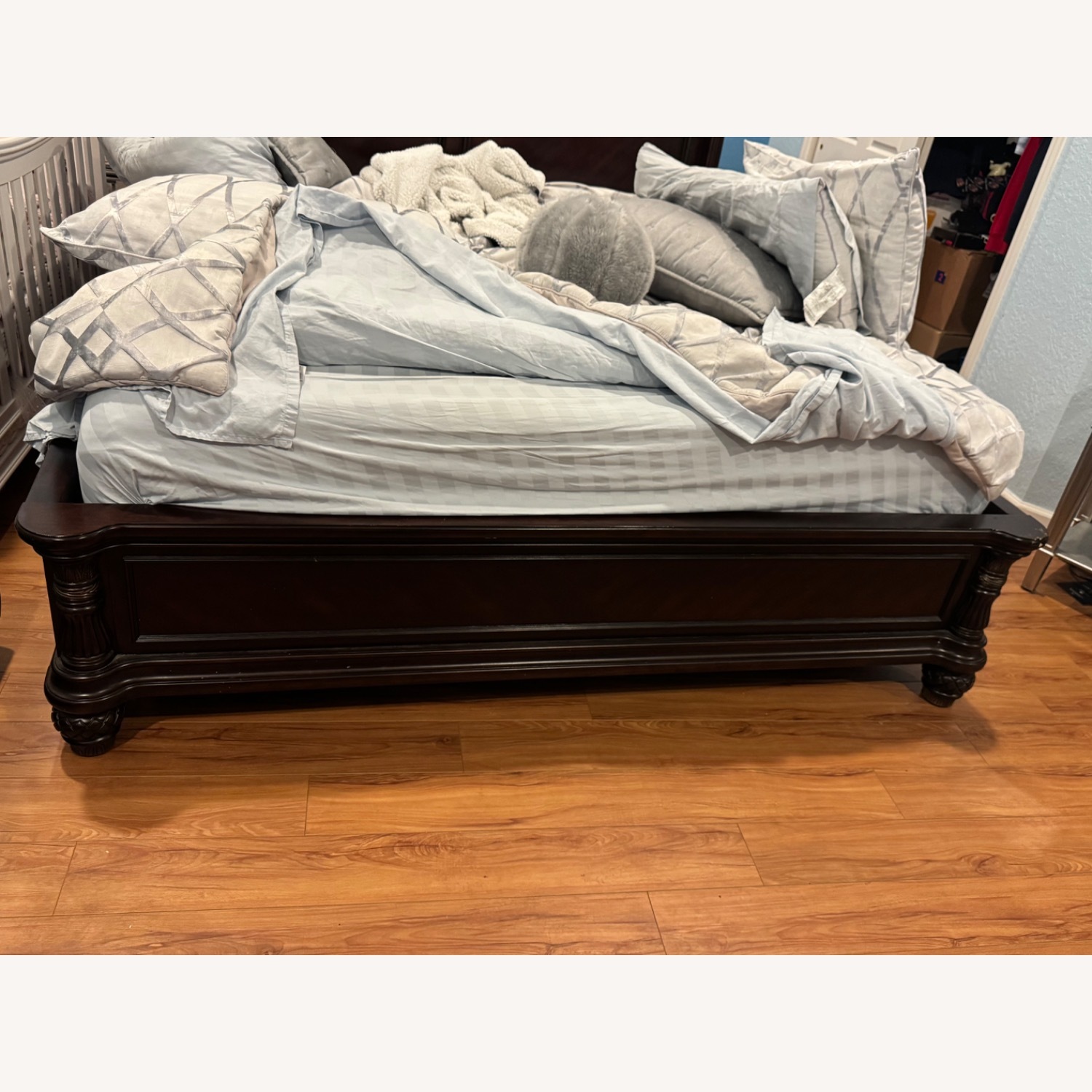 King Size Wooden Sleigh Bed Frame set - image-6