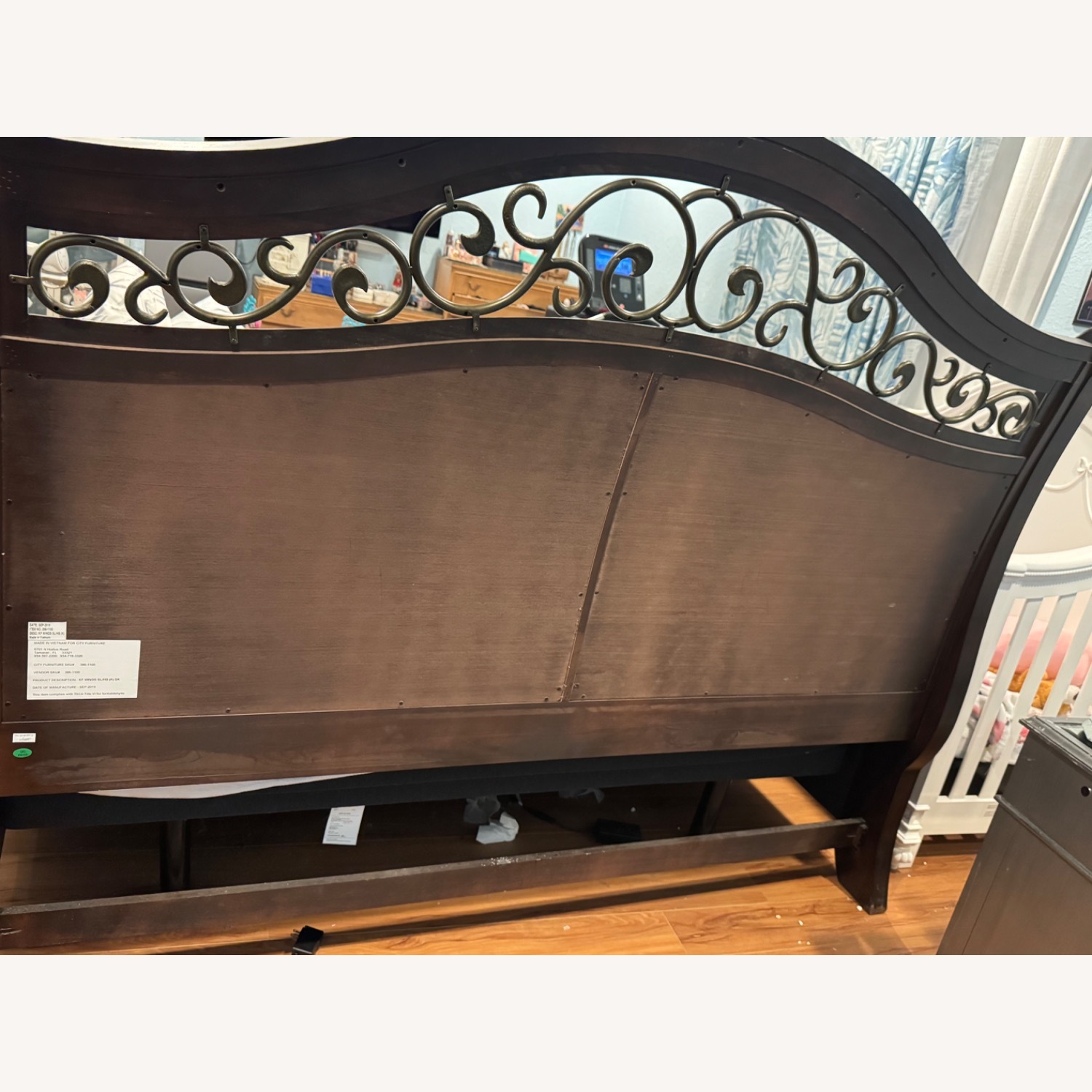 King Size Wooden Sleigh Bed Frame set - image-5