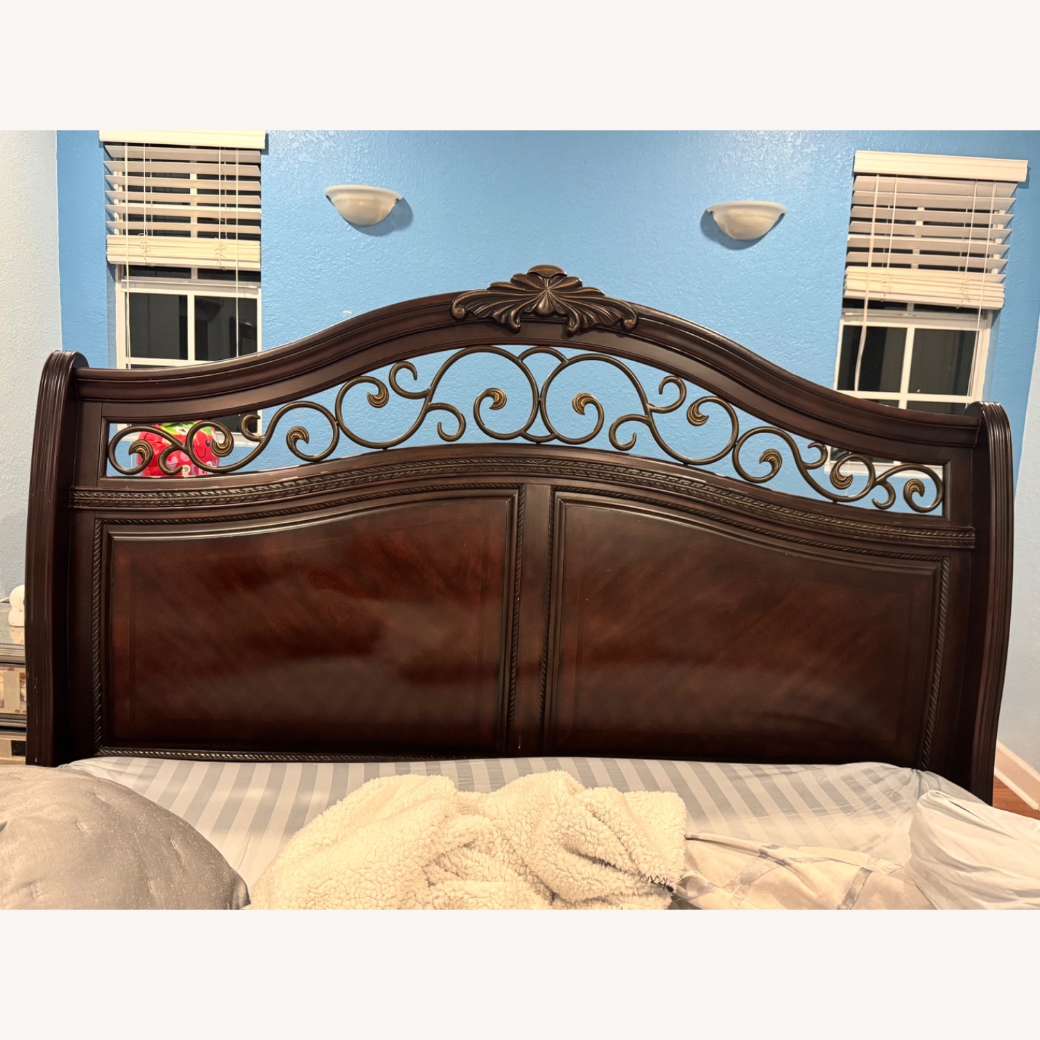 King Size Wooden Sleigh Bed Frame set - image-3