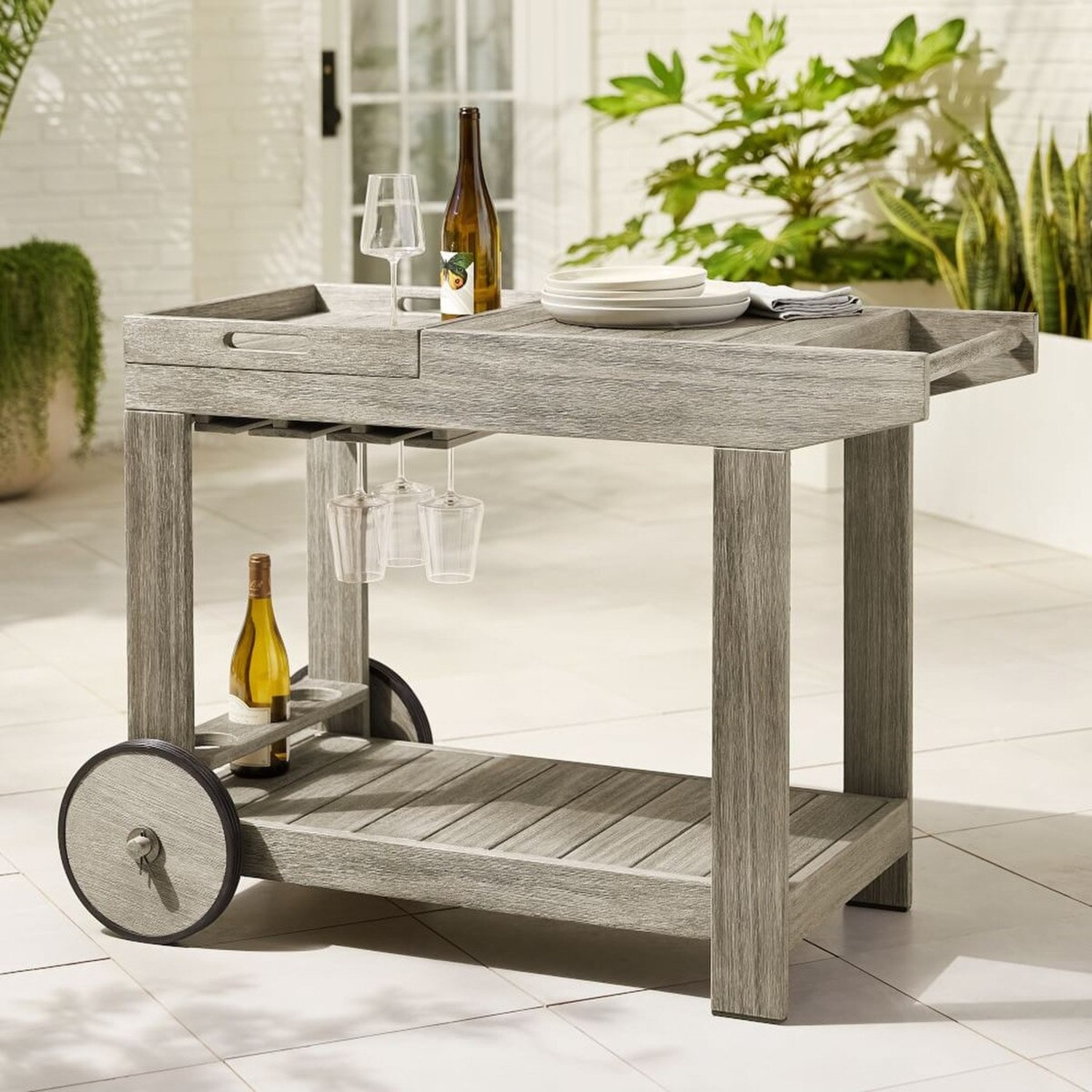 West Elm Portside Garden Bar Cart - Weathered Grey - image-4