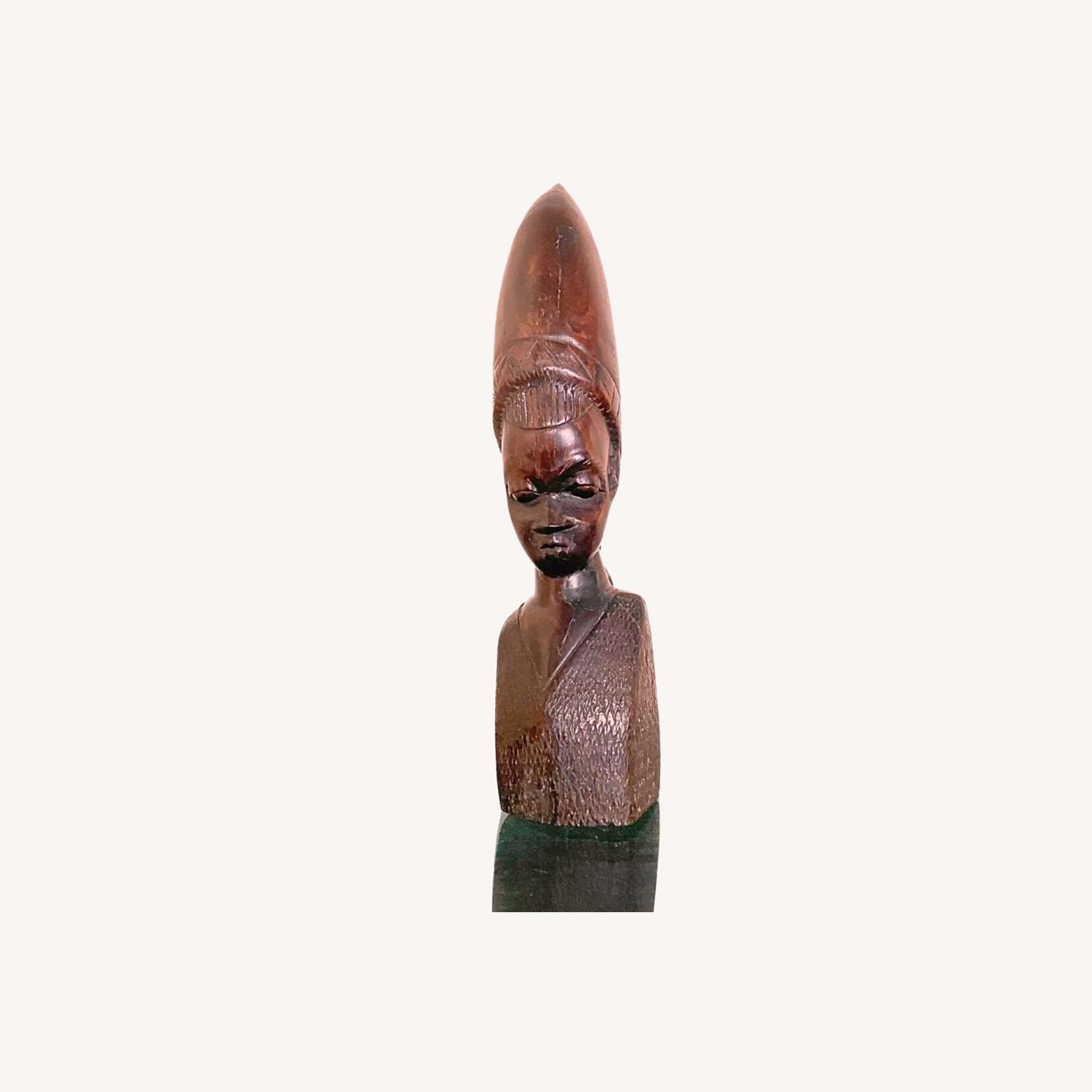 Vintage African Woman Wood Sculpture - image-0