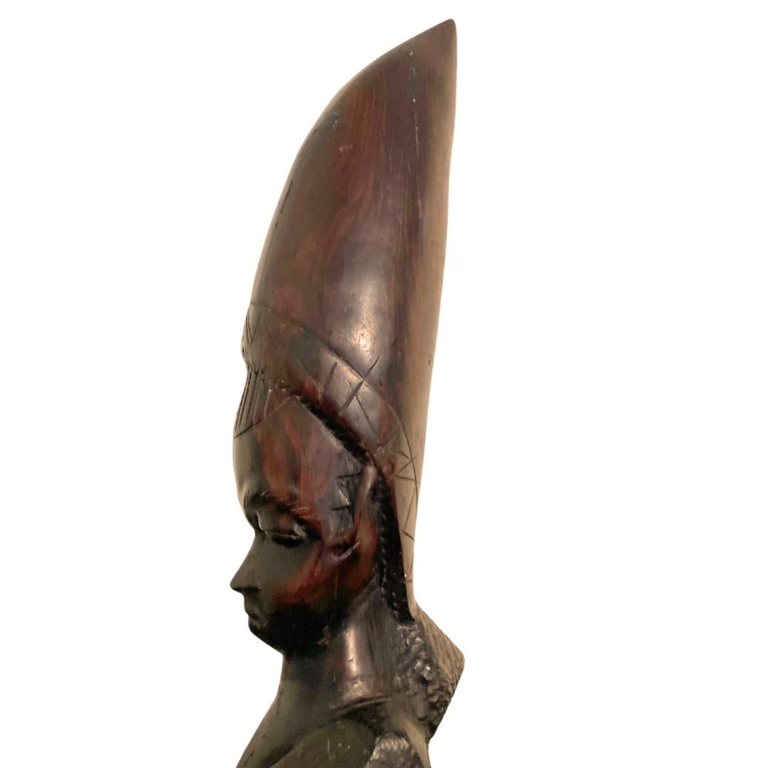 Vintage African Woman Wood Sculpture - image-4