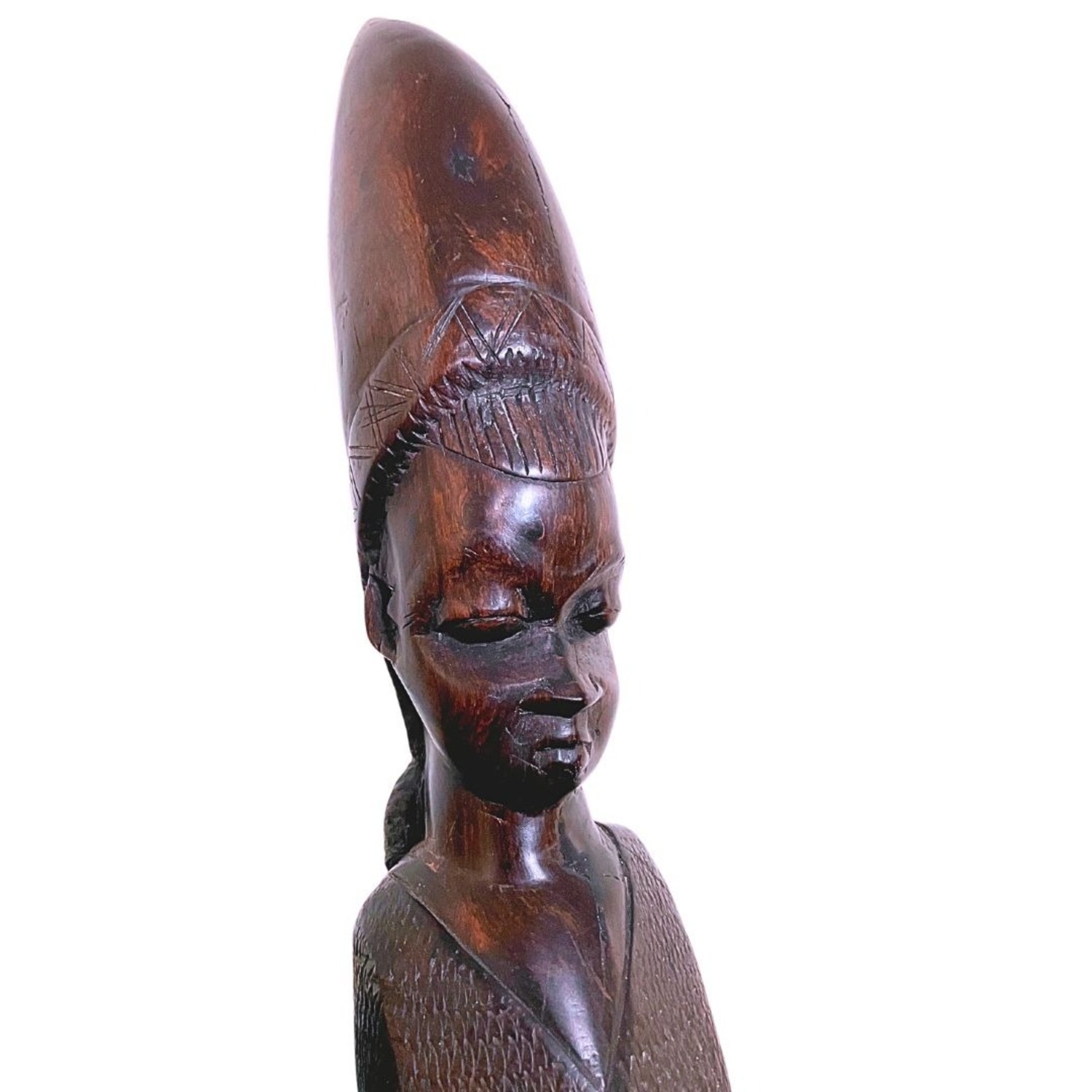 Vintage African Woman Wood Sculpture - image-2