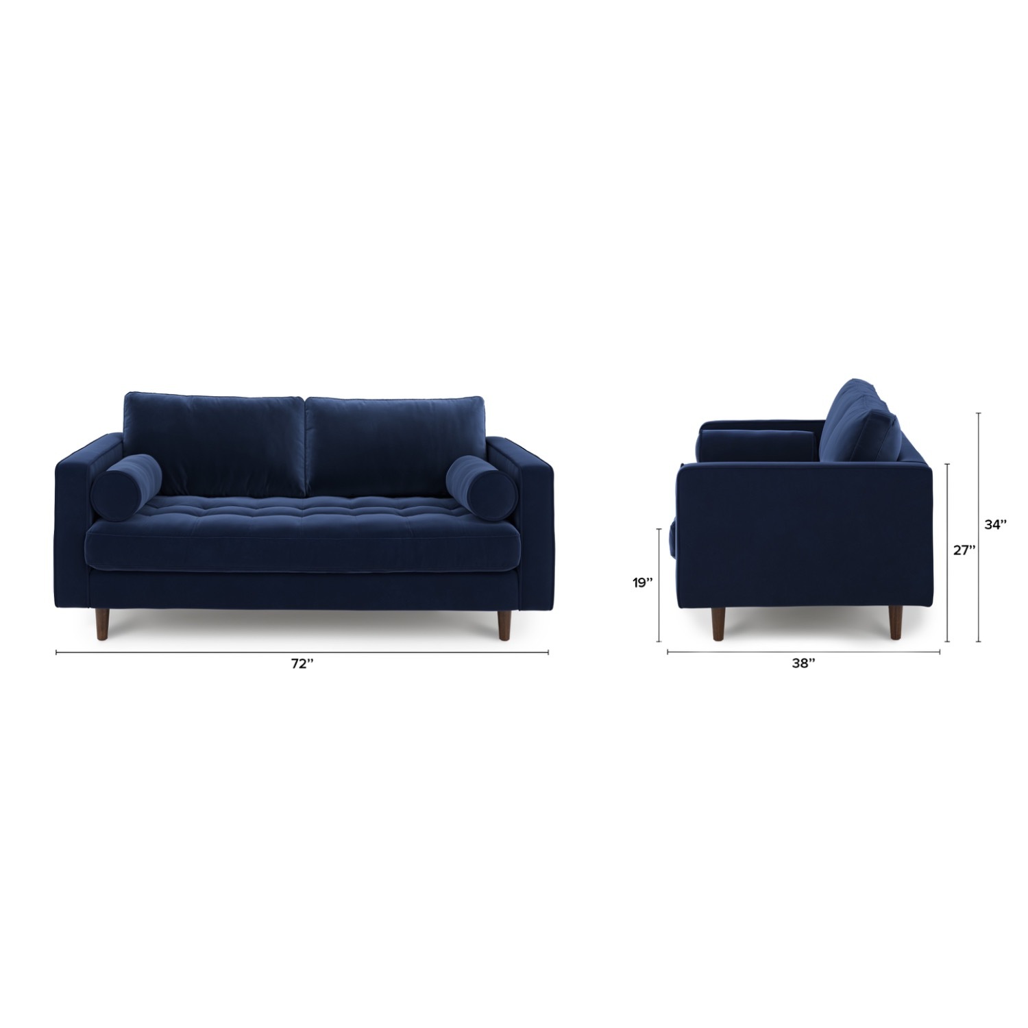 Article Sven Blue Velvet 72 Sofa - image-8
