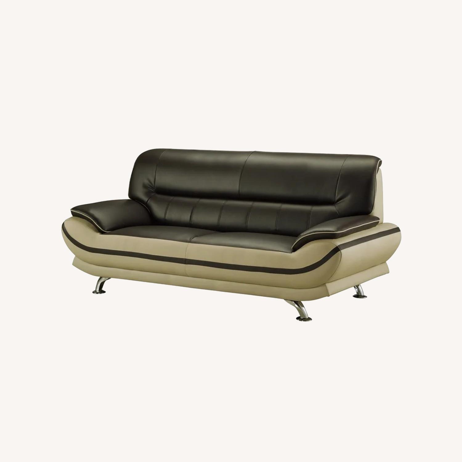 Black and Tan Leather Loveseat - image-0