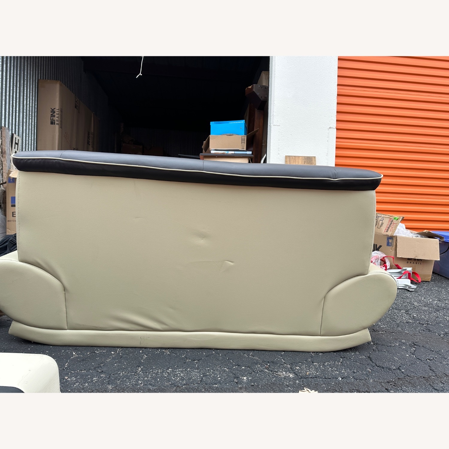 Black and Tan Leather Loveseat - image-5