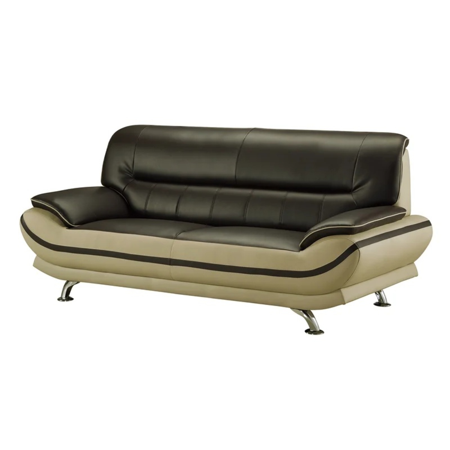 Black and Tan Leather Loveseat - image-6
