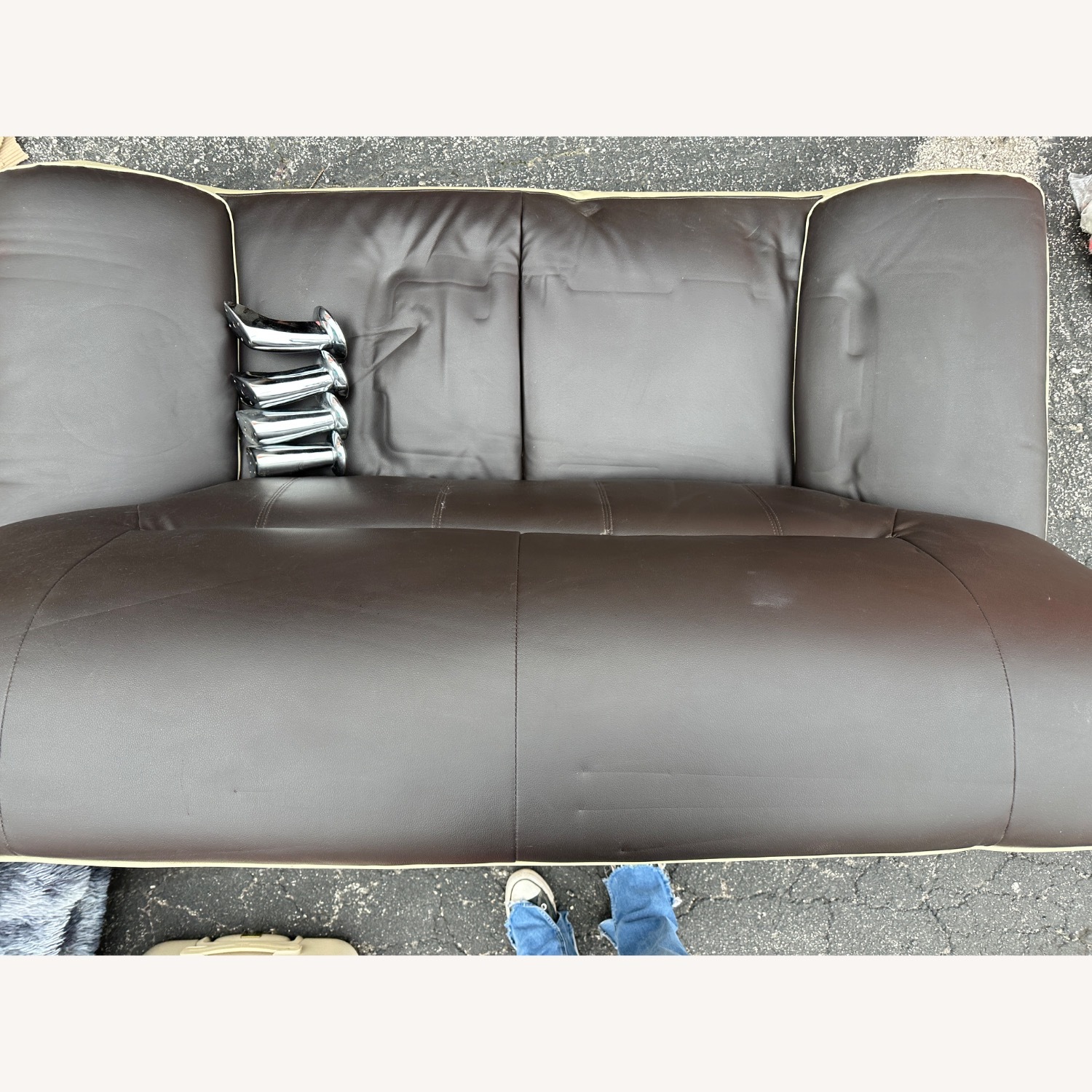 Black and Tan Leather Loveseat - image-3