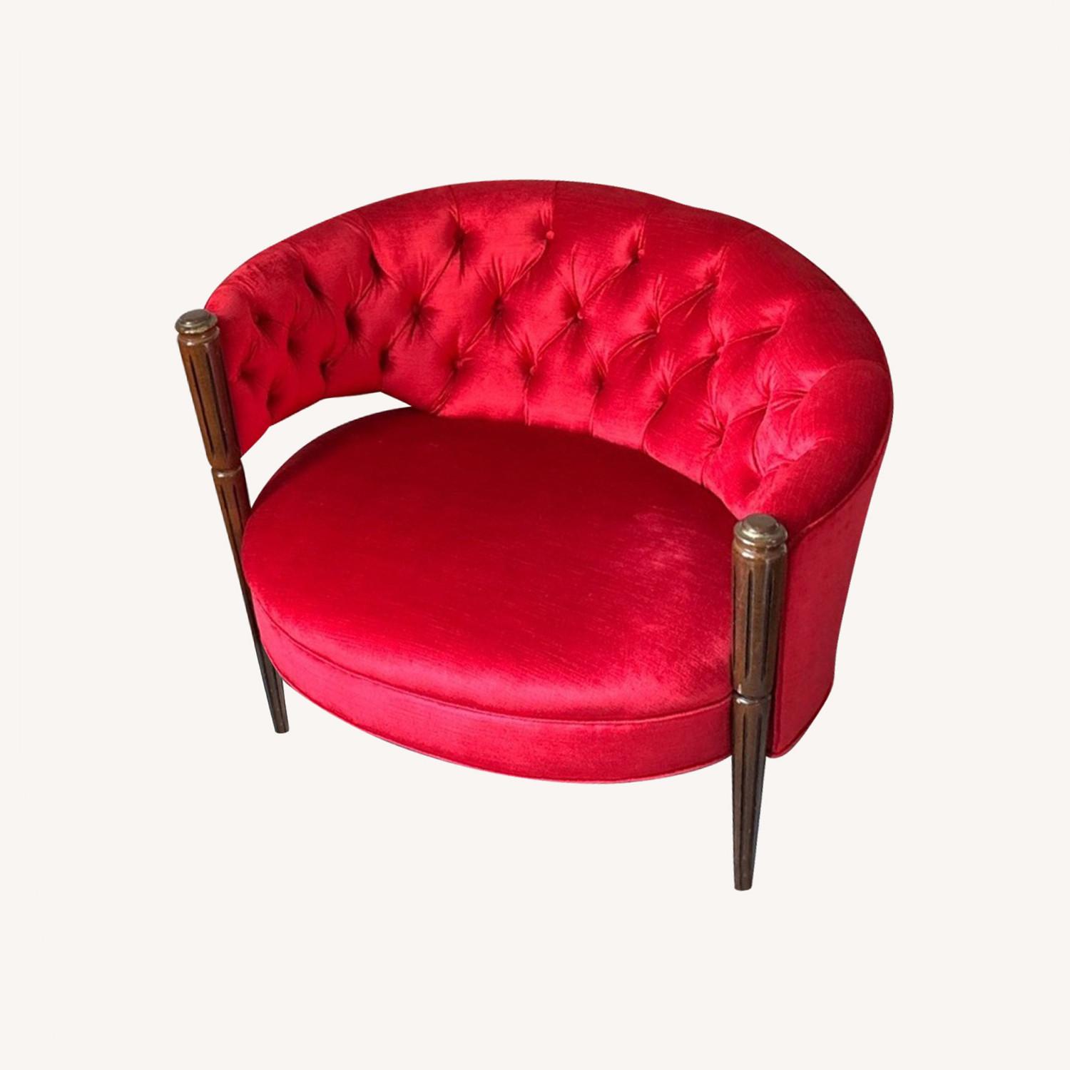 Vintage Red Velvet Armchairs - image-0