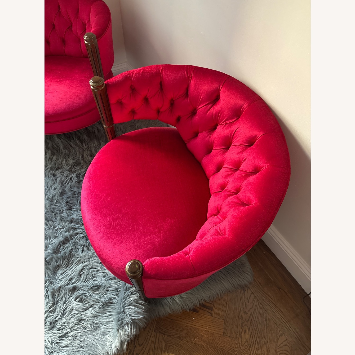 Vintage Red Velvet Armchairs - image-4