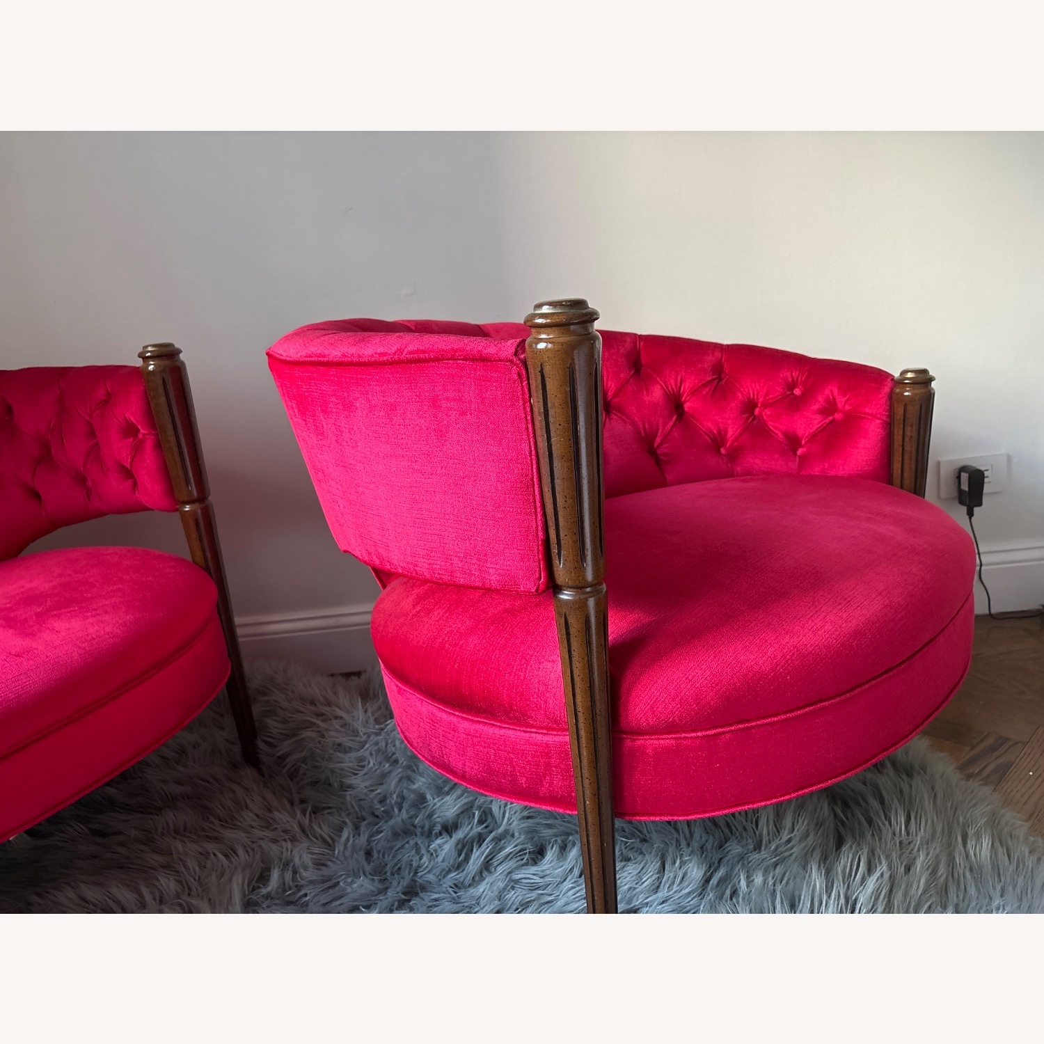 Vintage Red Velvet Armchairs - image-3