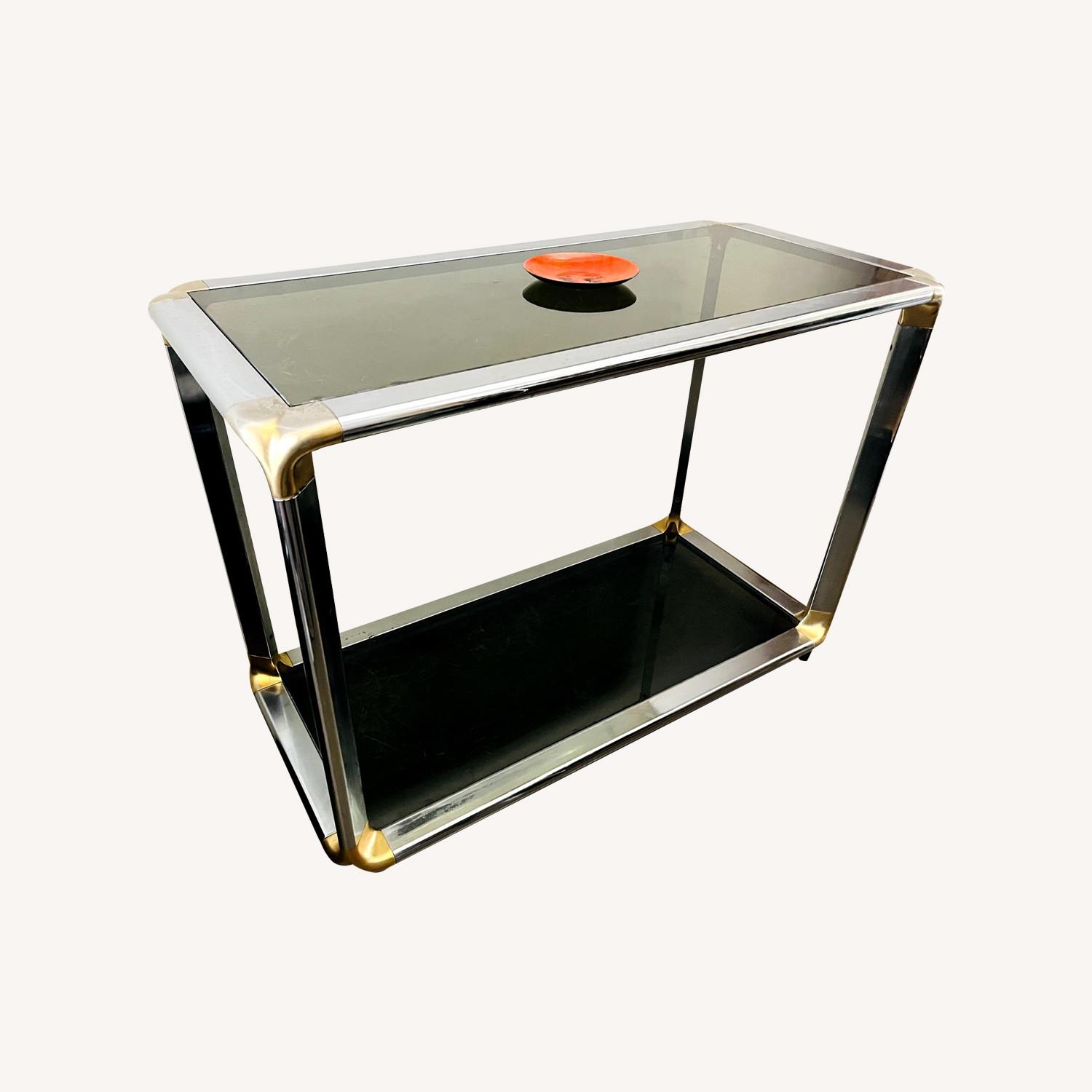 Vintage Glam Console Table Chrome & Smoked Glass - image-0