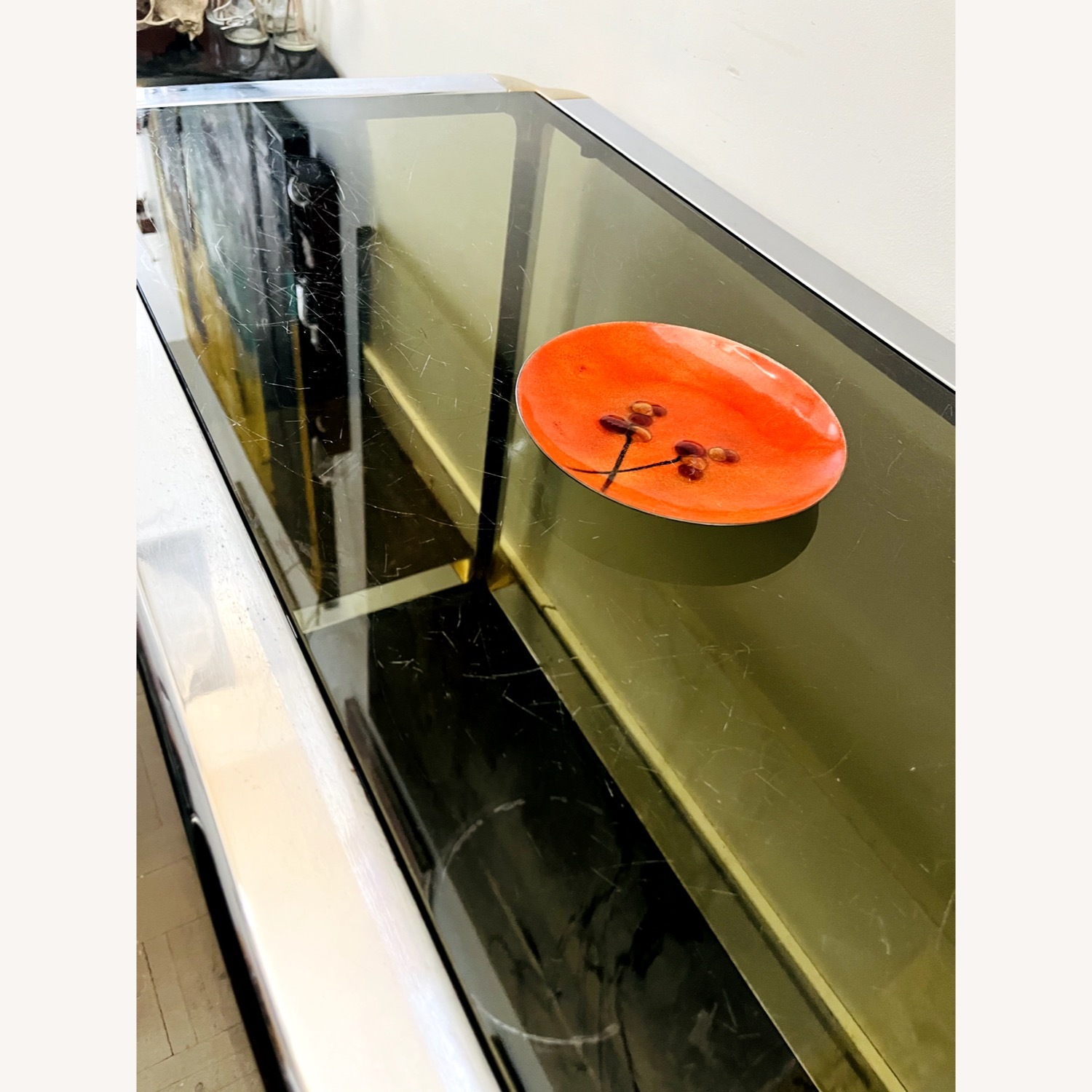 Vintage Glam Console Table Chrome & Smoked Glass - image-5