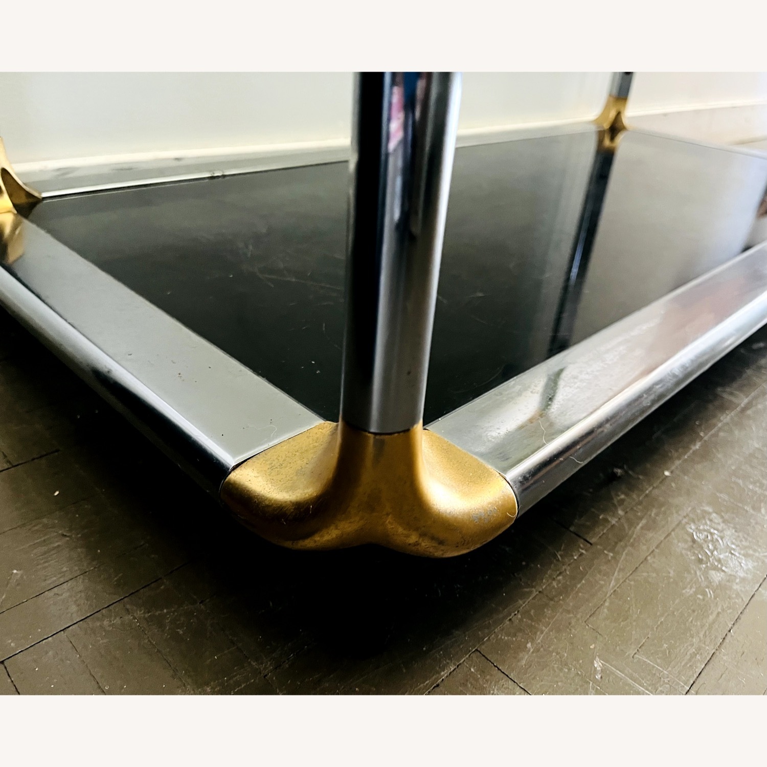 Vintage Glam Console Table Chrome & Smoked Glass - image-8