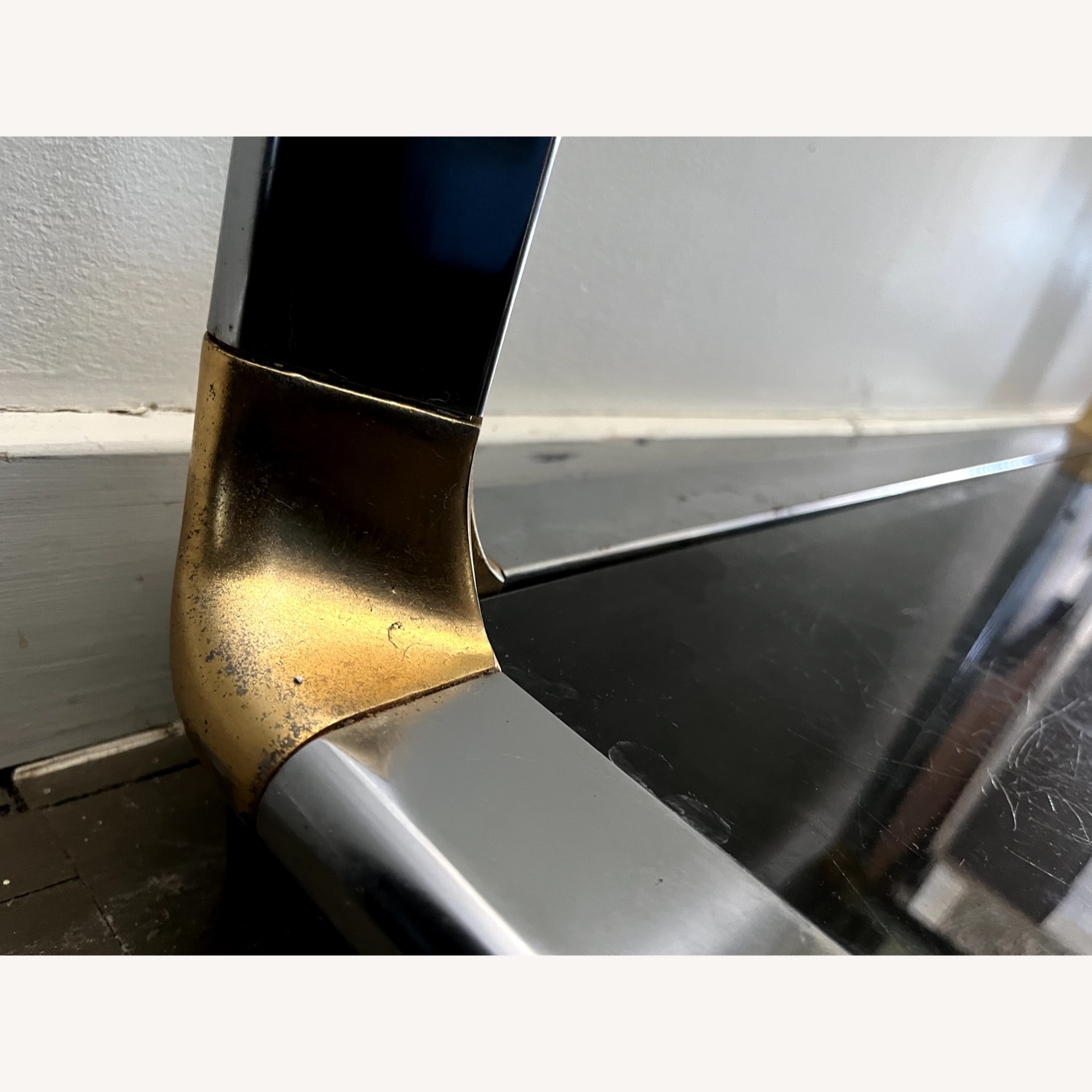 Vintage Glam Console Table Chrome & Smoked Glass - image-9