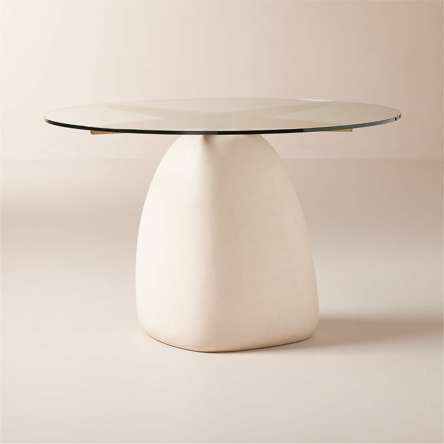 CB2 Stone 47" Round White Concrete Dining Table with Glass Top - image-5