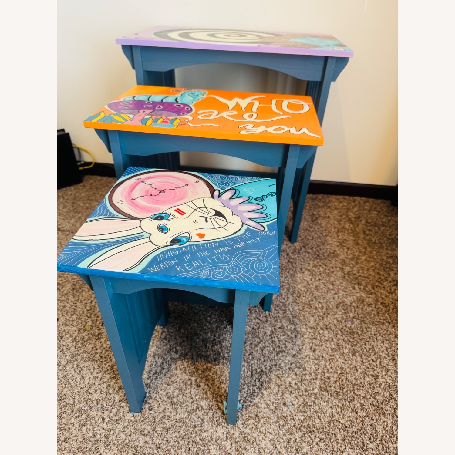 Artisian Alice in Wonderland Stacking Tables - image-5