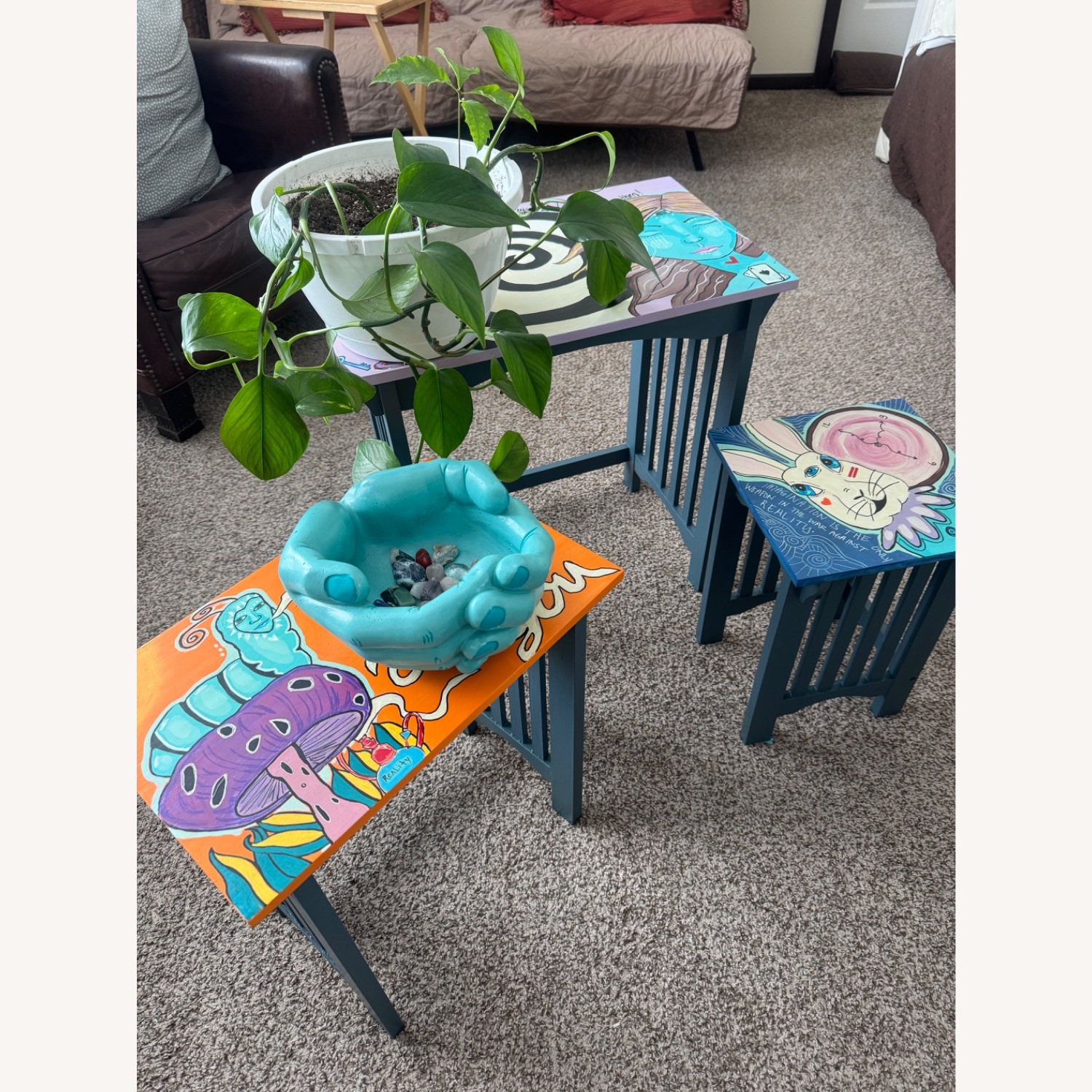 Artisian Alice in Wonderland Stacking Tables - image-1