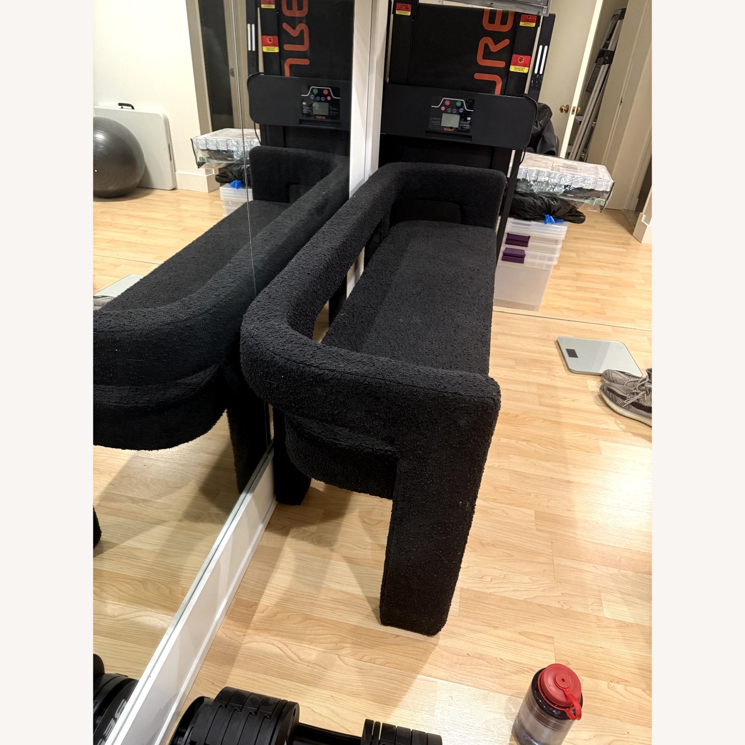 CB2 Stature Bench in Black Boucle - image-2