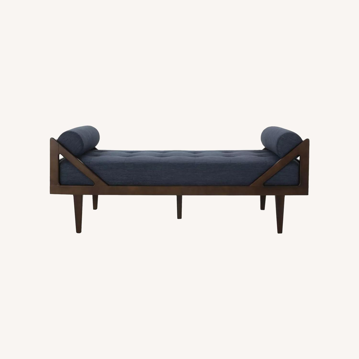 Navy Blue Chaise Lounge with Accent Pillows - image-0