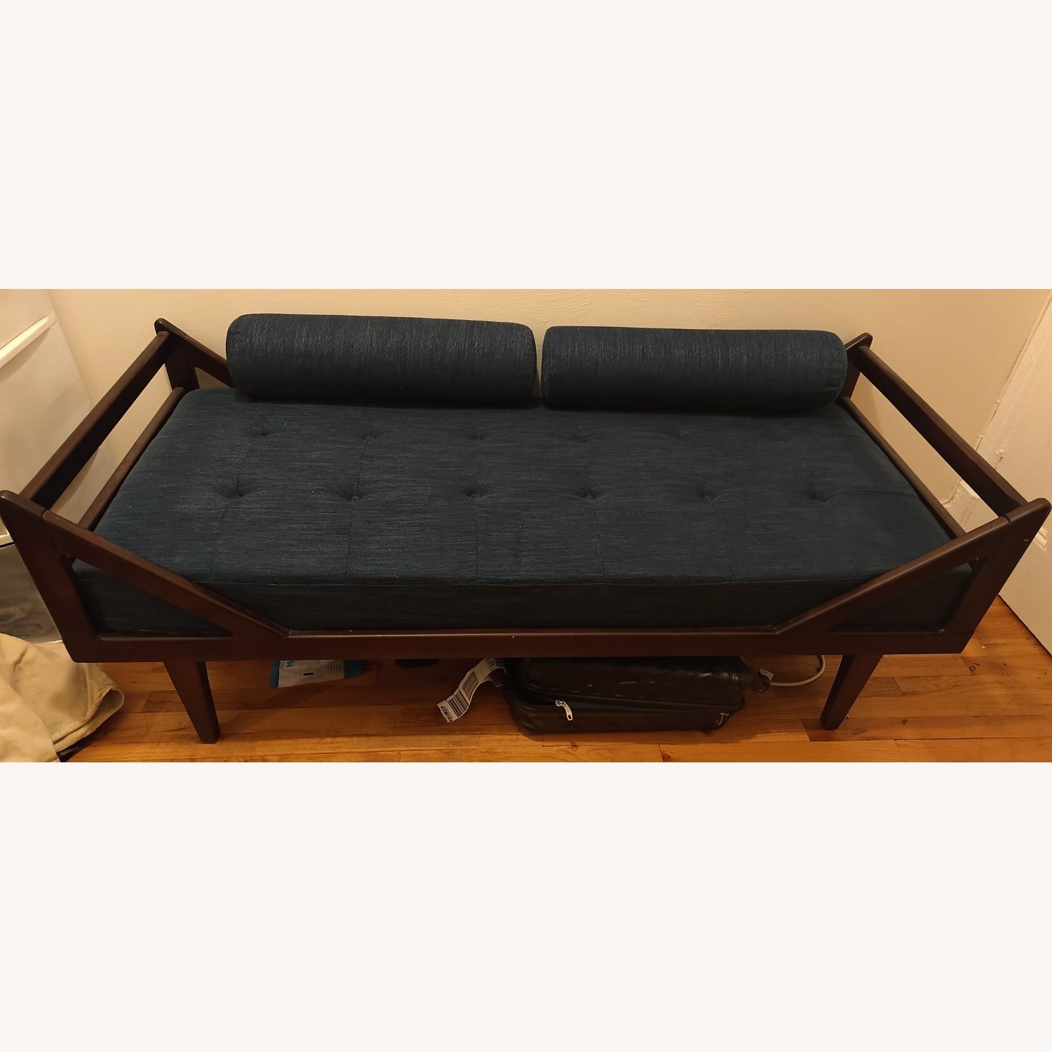 Navy Blue Chaise Lounge with Accent Pillows - image-3