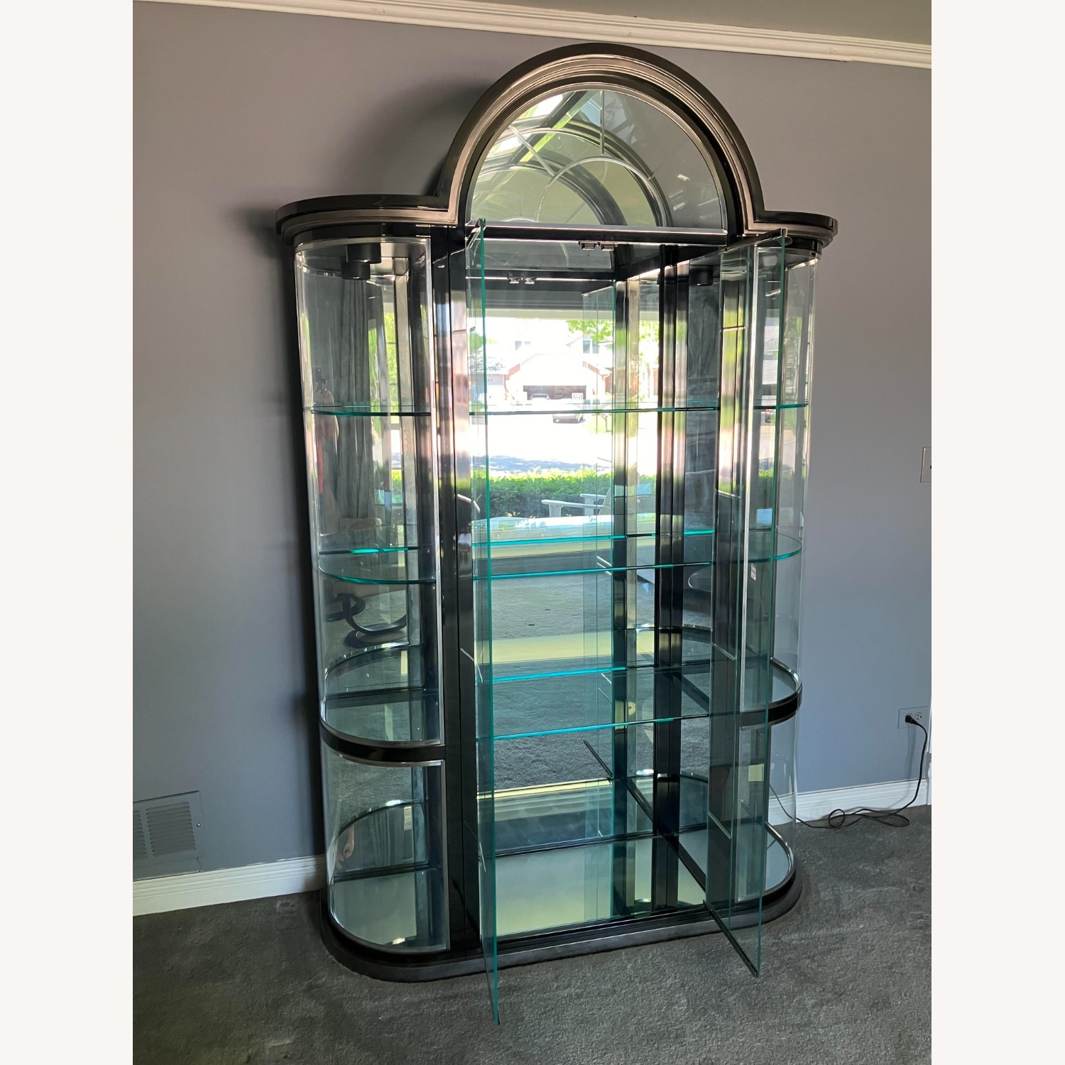 Contemporary Glass Curio Display Cabinet - image-2