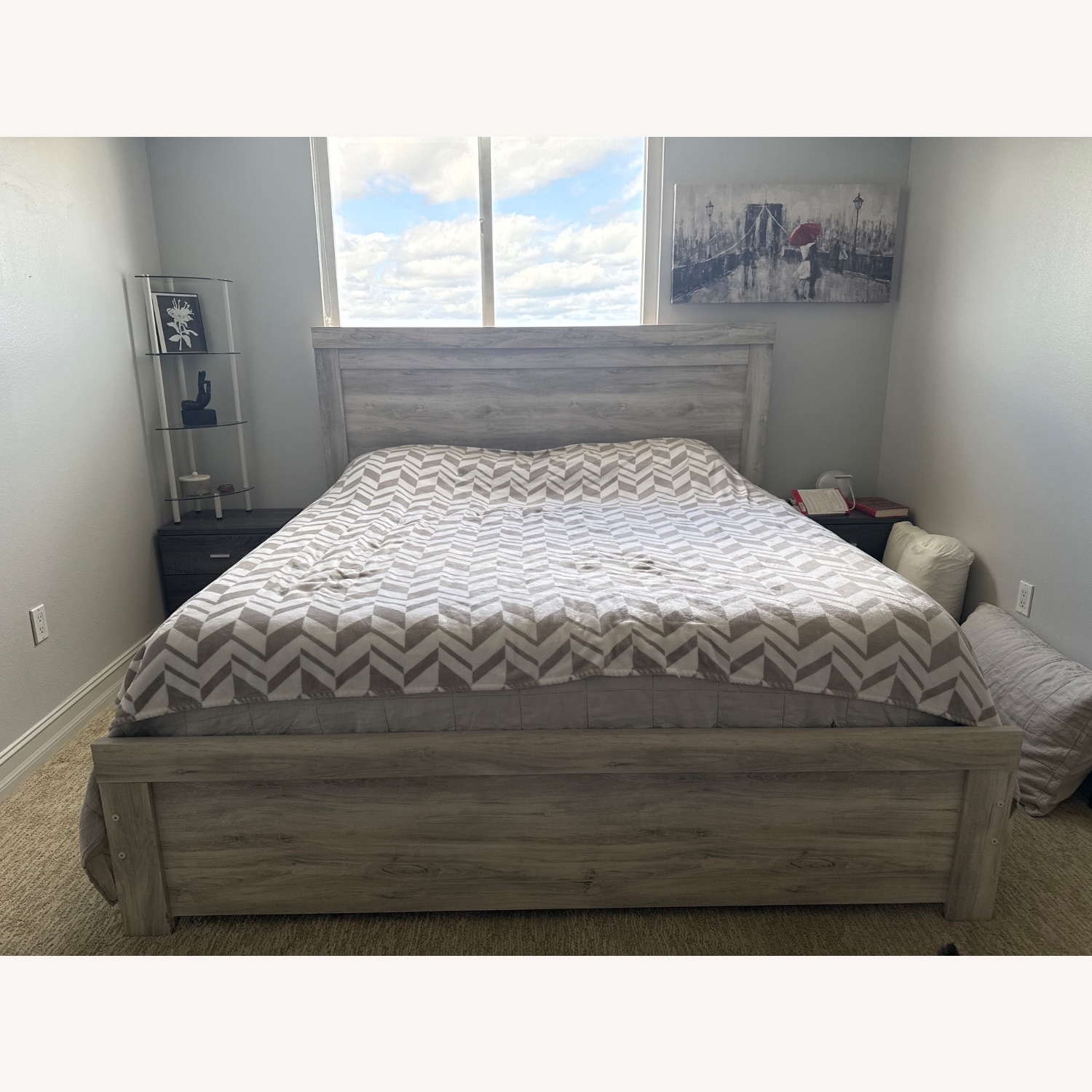 Modern Light Grey Panel Bed  - image-1