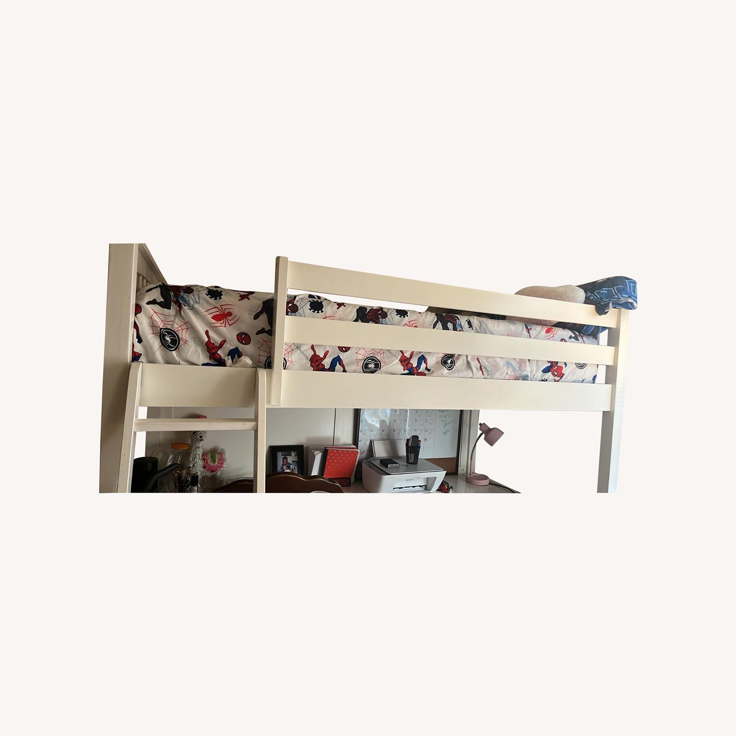 White Bunk Bed with Desk - image-0