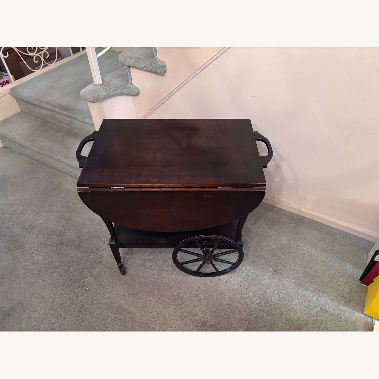 Antique Tea Cart with Wheels and Drop Leafs - image-1