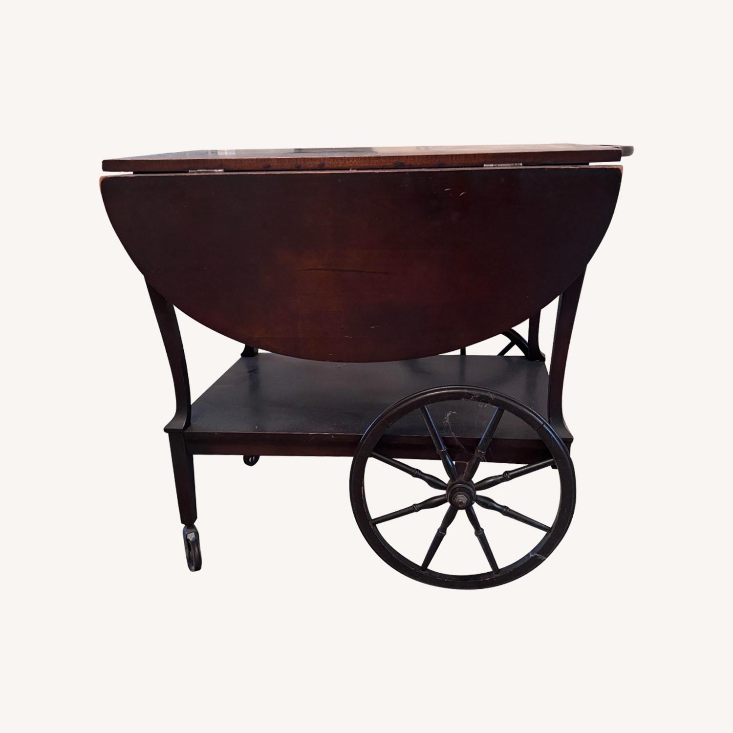 Antique Tea Cart with Wheels and Drop Leafs - image-0