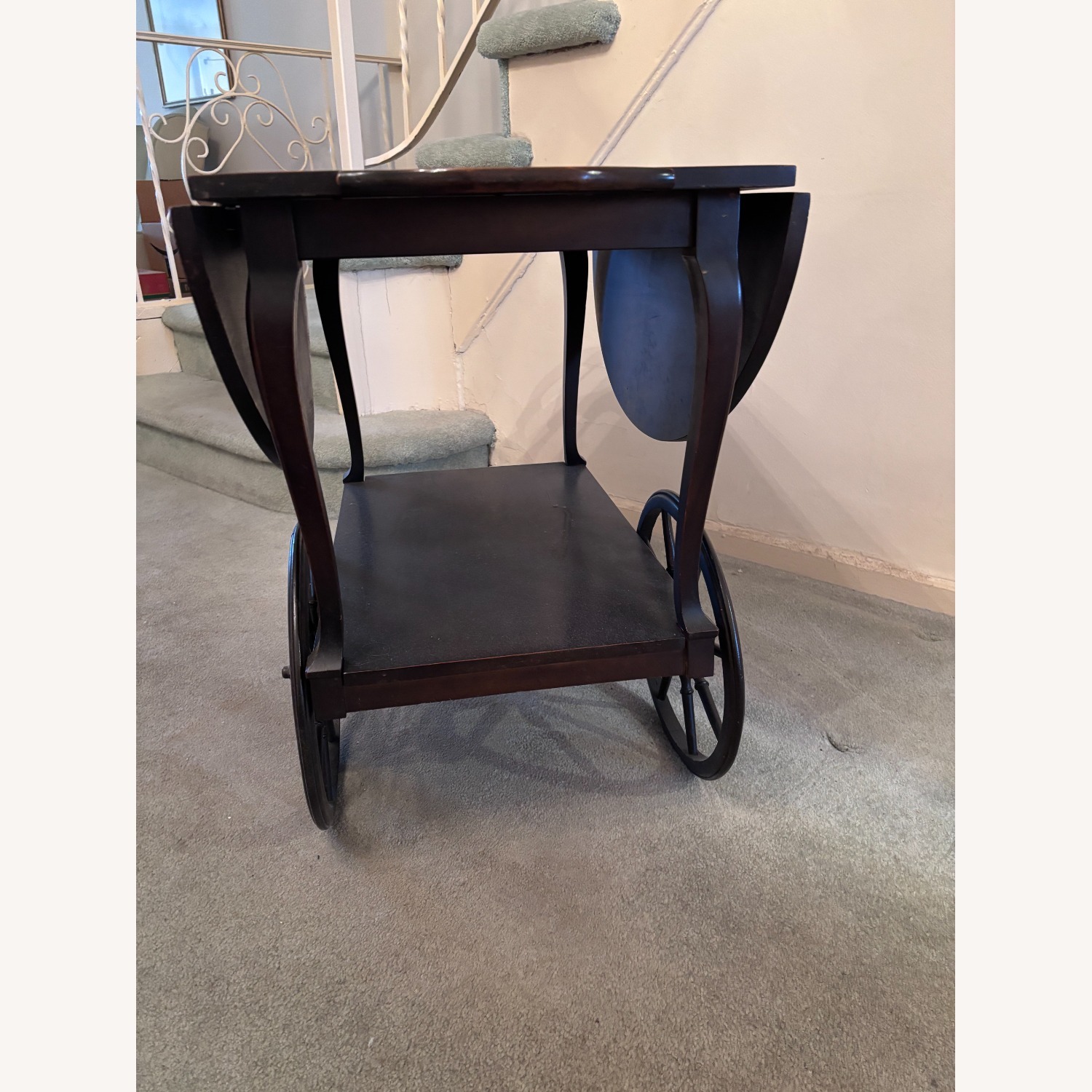 Antique Tea Cart with Wheels and Drop Leafs - image-3