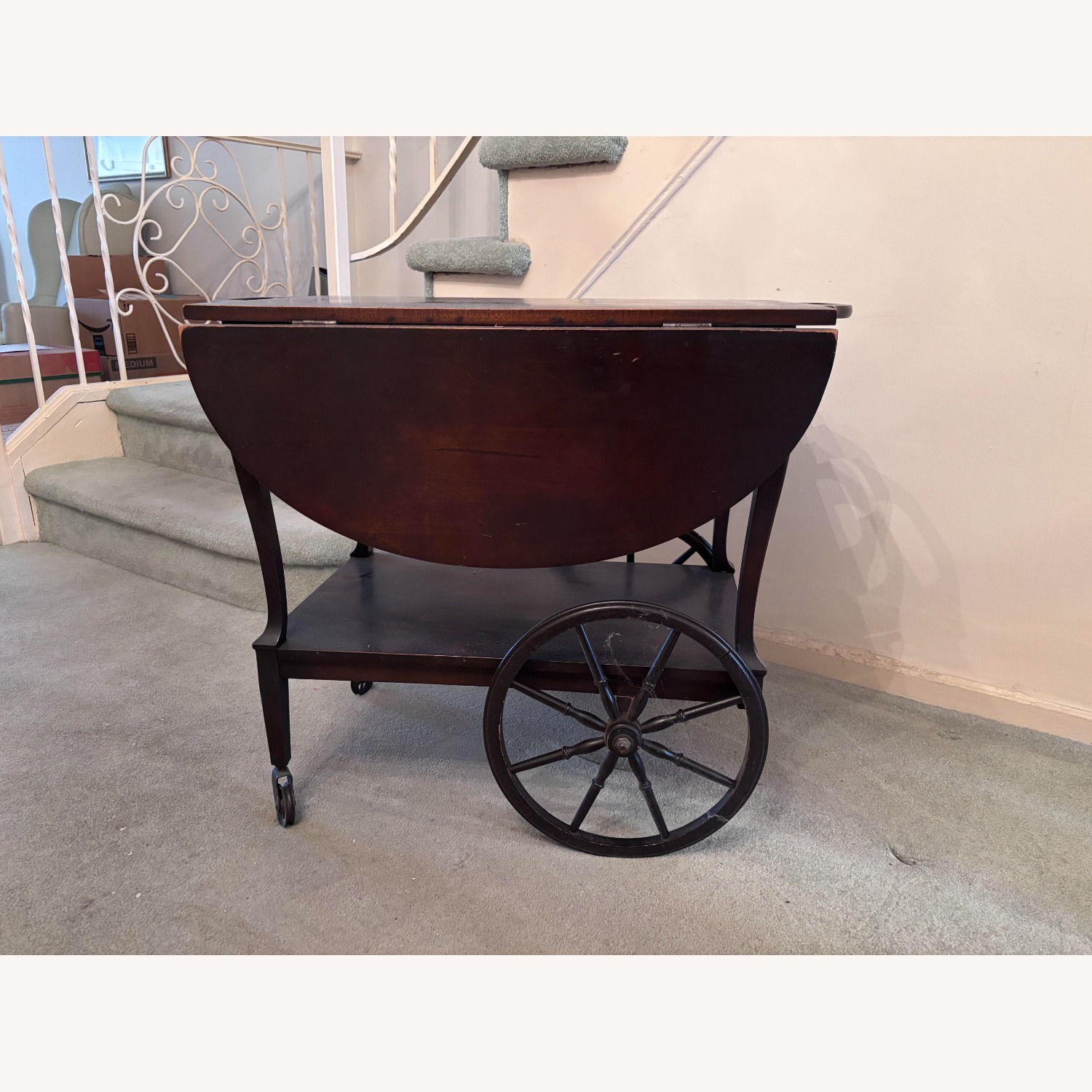 Antique Tea Cart with Wheels and Drop Leafs - image-2