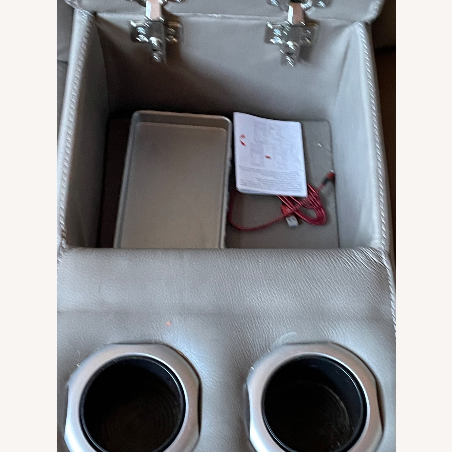 Ashley Furniture Leather Recliner Sectional Dove Grey - image-7