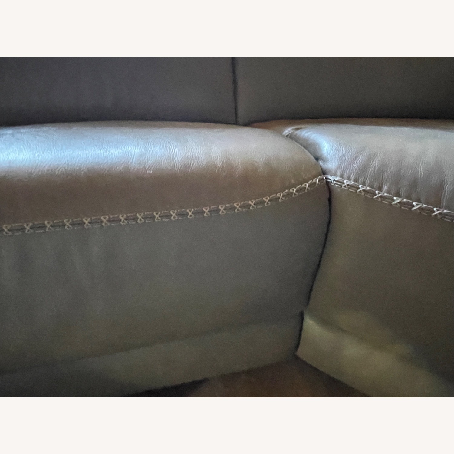 Ashley Furniture Leather Recliner Sectional Dove Grey - image-4