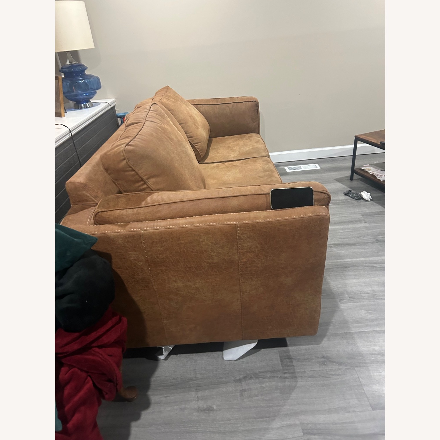 Ashley Furniture Mainz Camel Microsuede Sofa - image-5