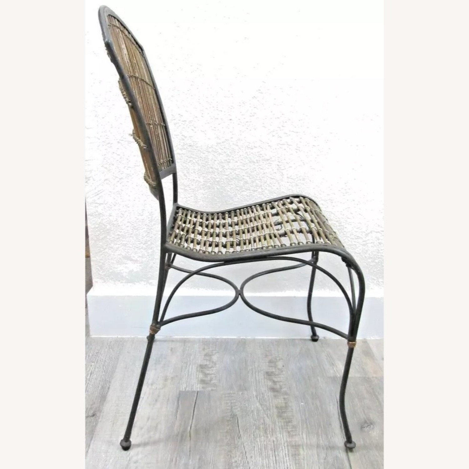 Vintage Iron and Bamboo Side Chair circa 1970's - image-4