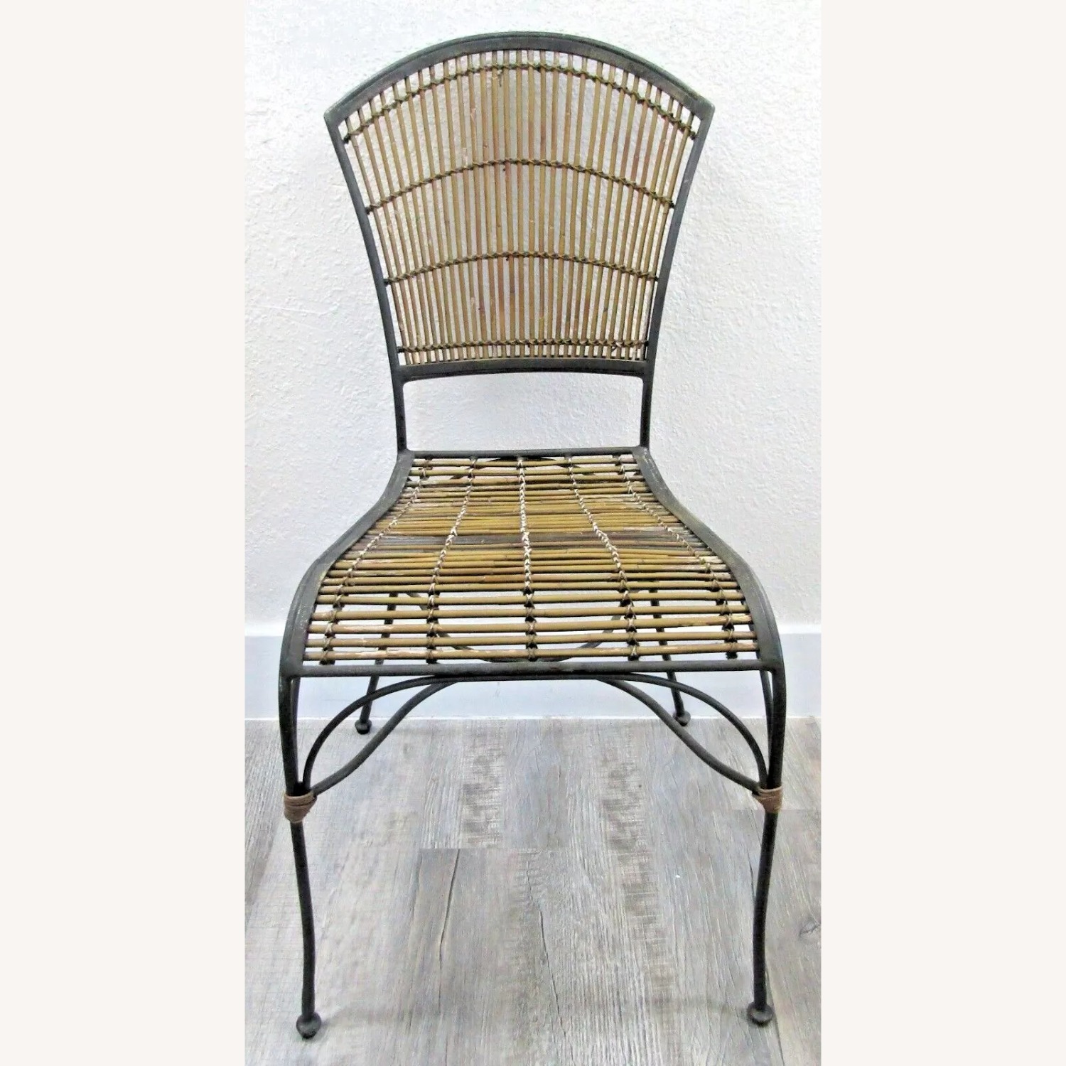 Vintage Mid-Century Iron and Bamboo Side Chair - image-1