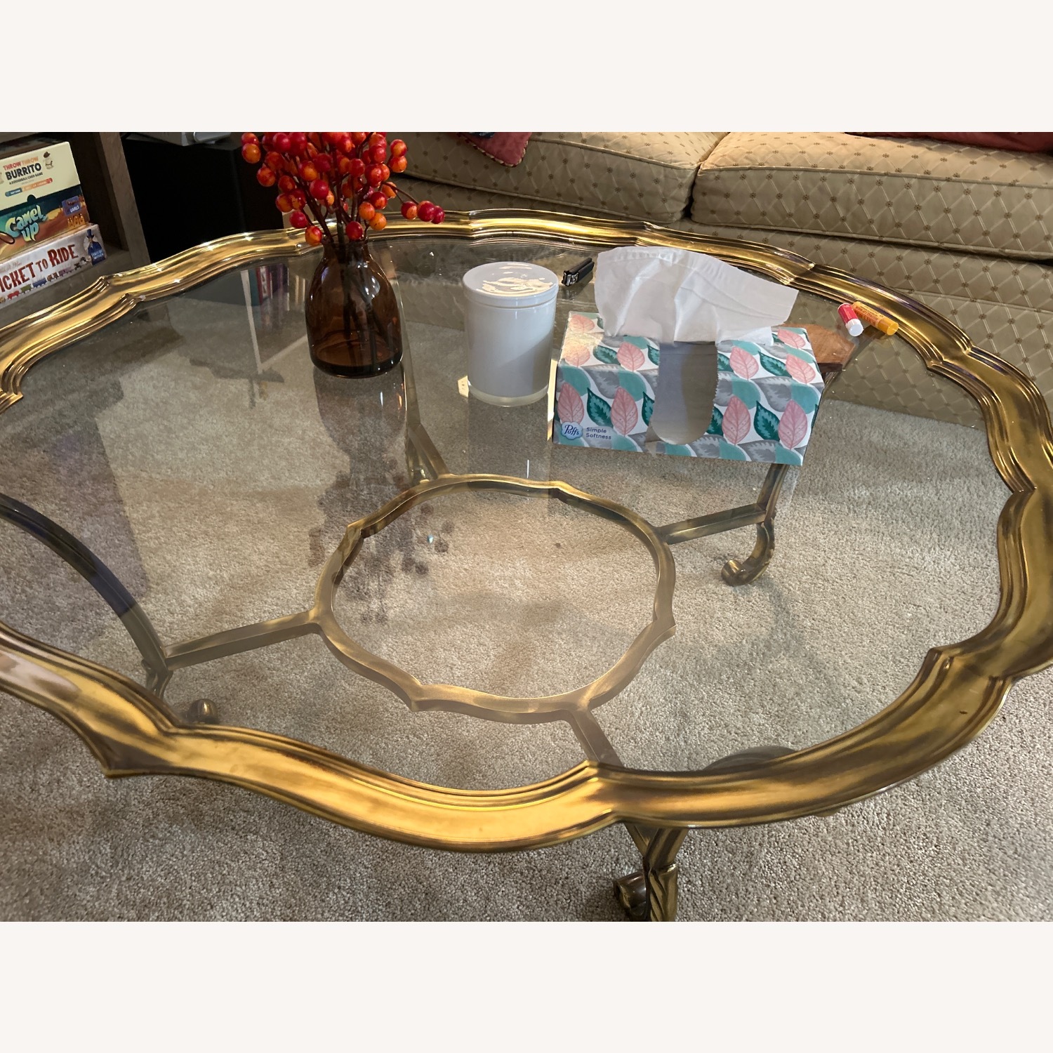 Brass and Glass Coffee Table - image-3