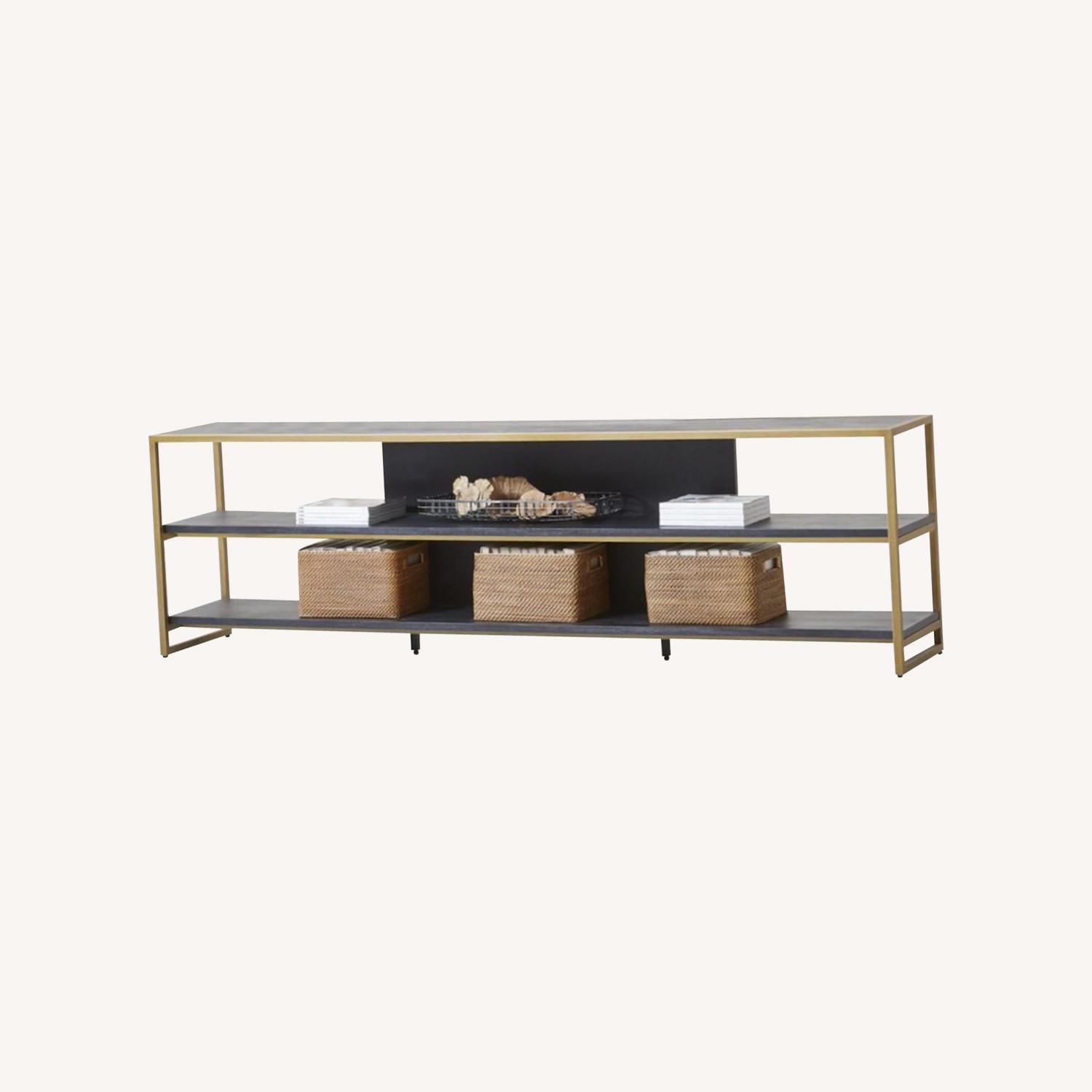 Crate & Barrel Black Wood & Brass Media Console - image-0
