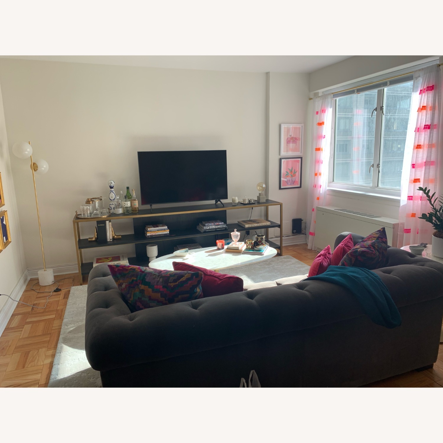 Crate & Barrel Black Wood & Brass Media Console - image-3